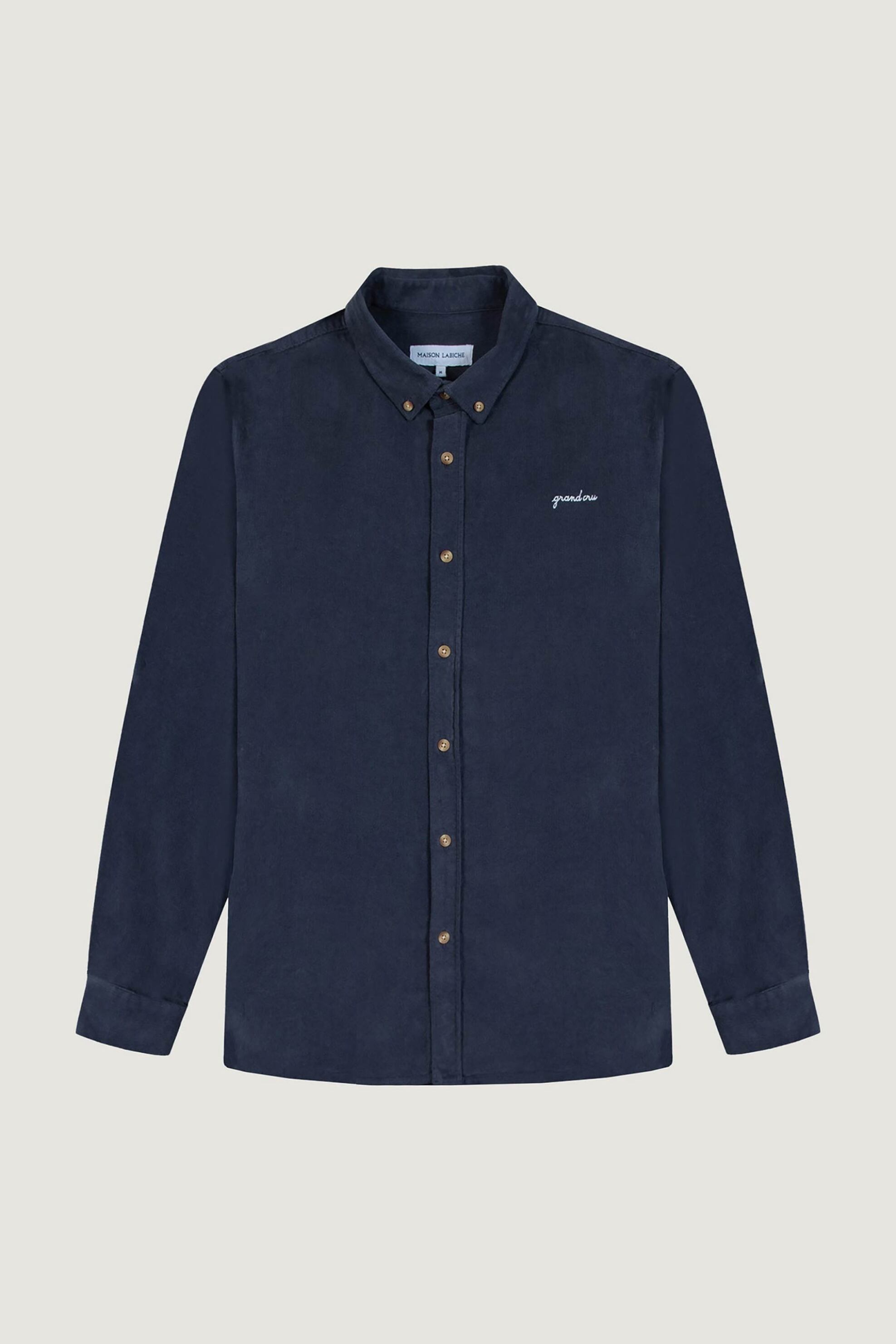 Maison Labiche ανδρικό βαμβακερό πουκάμισο μονόχρωμο "Grand Cru" - YMMALESHGRAND Σκούρο Μπλε