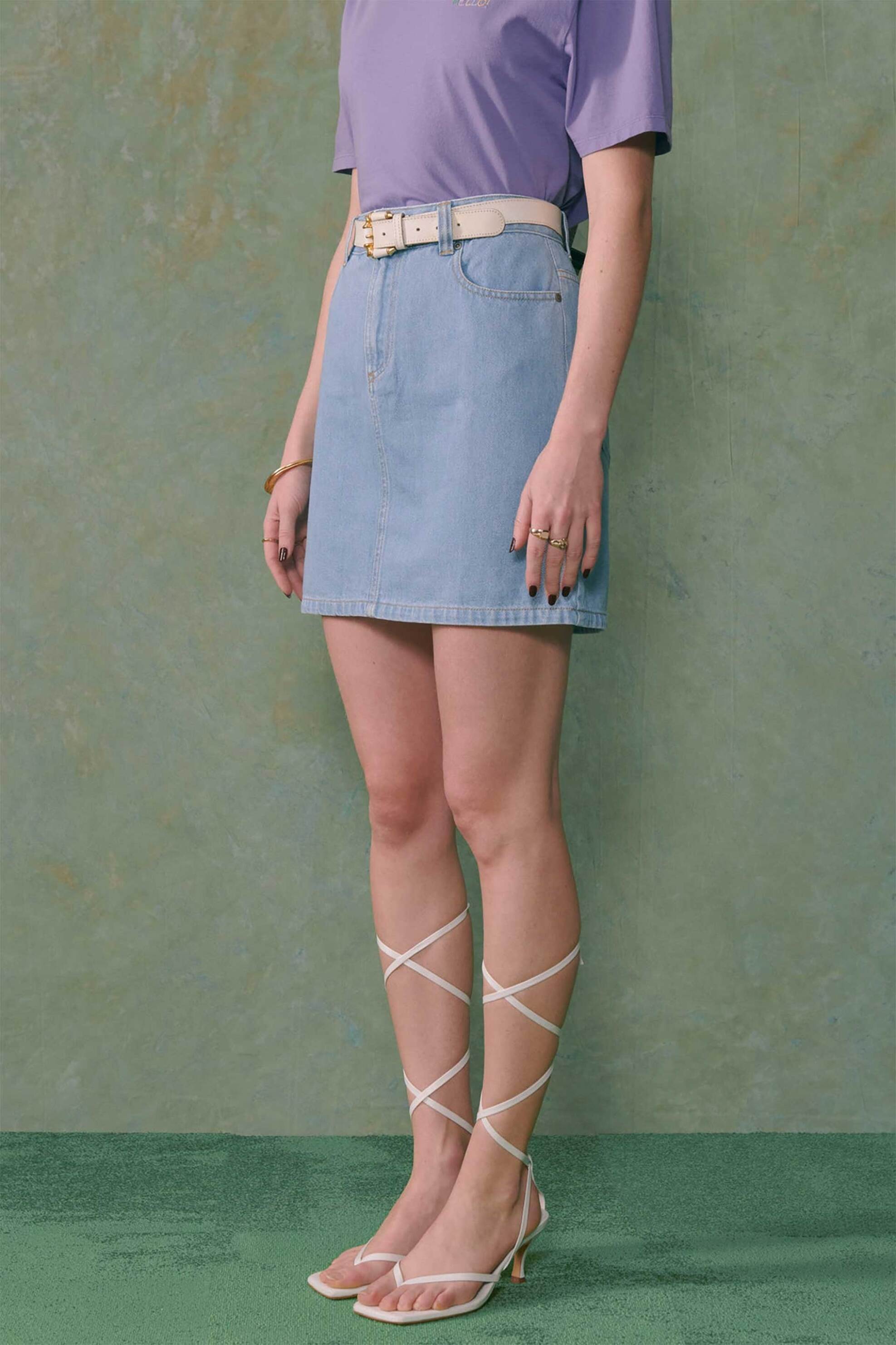 Maison Labiche γυναικεία mini φούστα denim πεντάτσεπη "Ecuries" - QWECURIESNB Denim Blue Ανοιχτό φωτογραφία