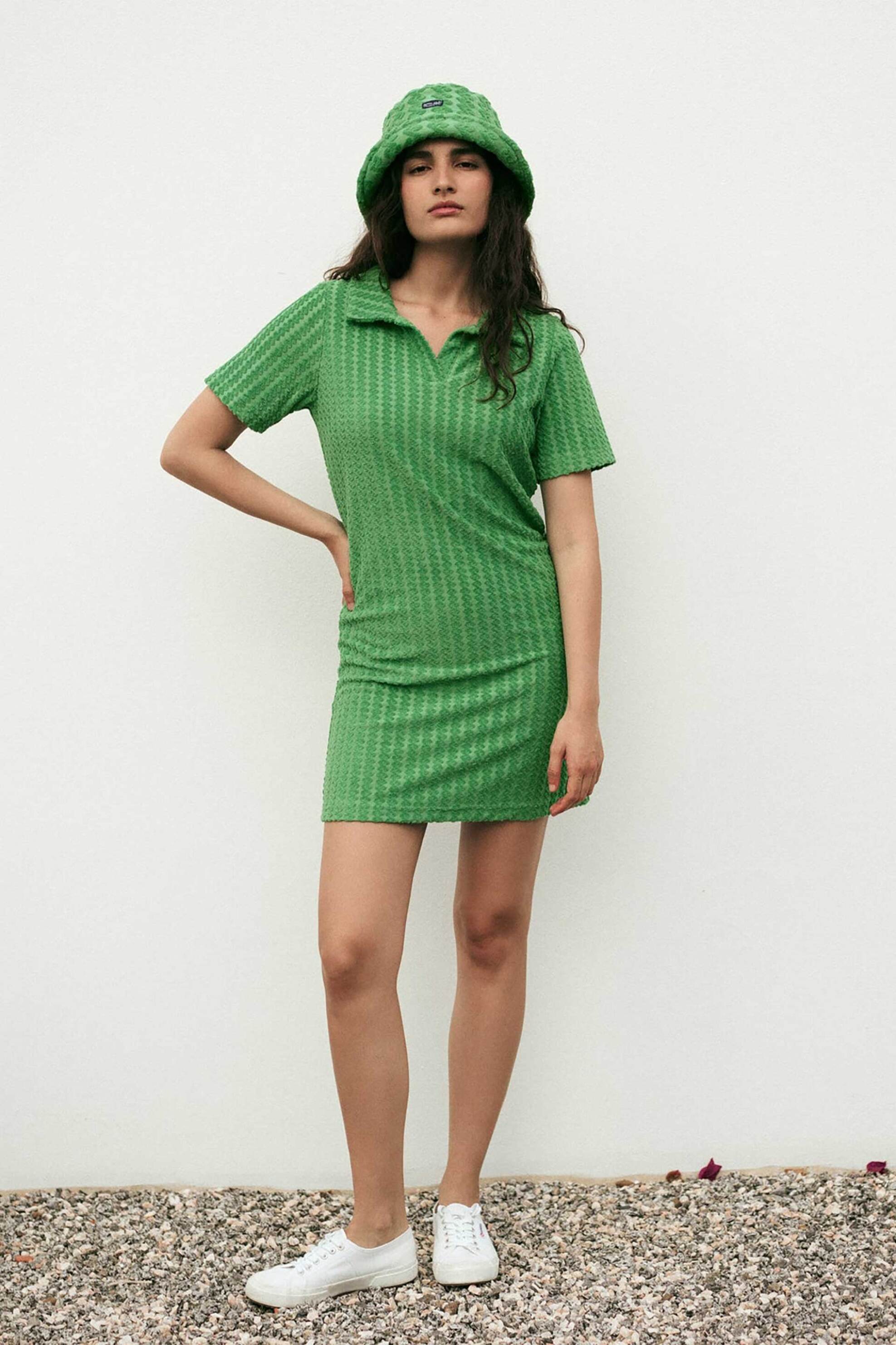 MAISON LABICHE Maison Labiche γυναικείο φόρεμα πετσετέ "Devoured Terrycloth Albinoni" - SWALBINONILAB Πράσινο