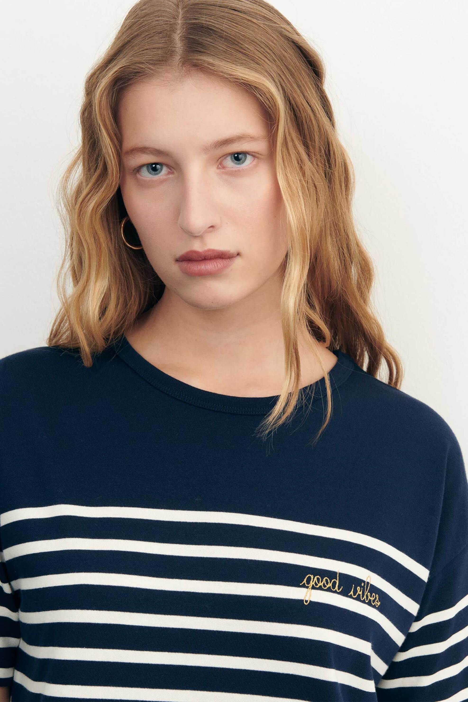 Maison Labiche γυναικείο mini φόρεμα με ριγέ σχέδιο και κέντημα "Gagliardini" - QWGAGLIARDGOODV Μπλε Σκούρο φωτογραφία