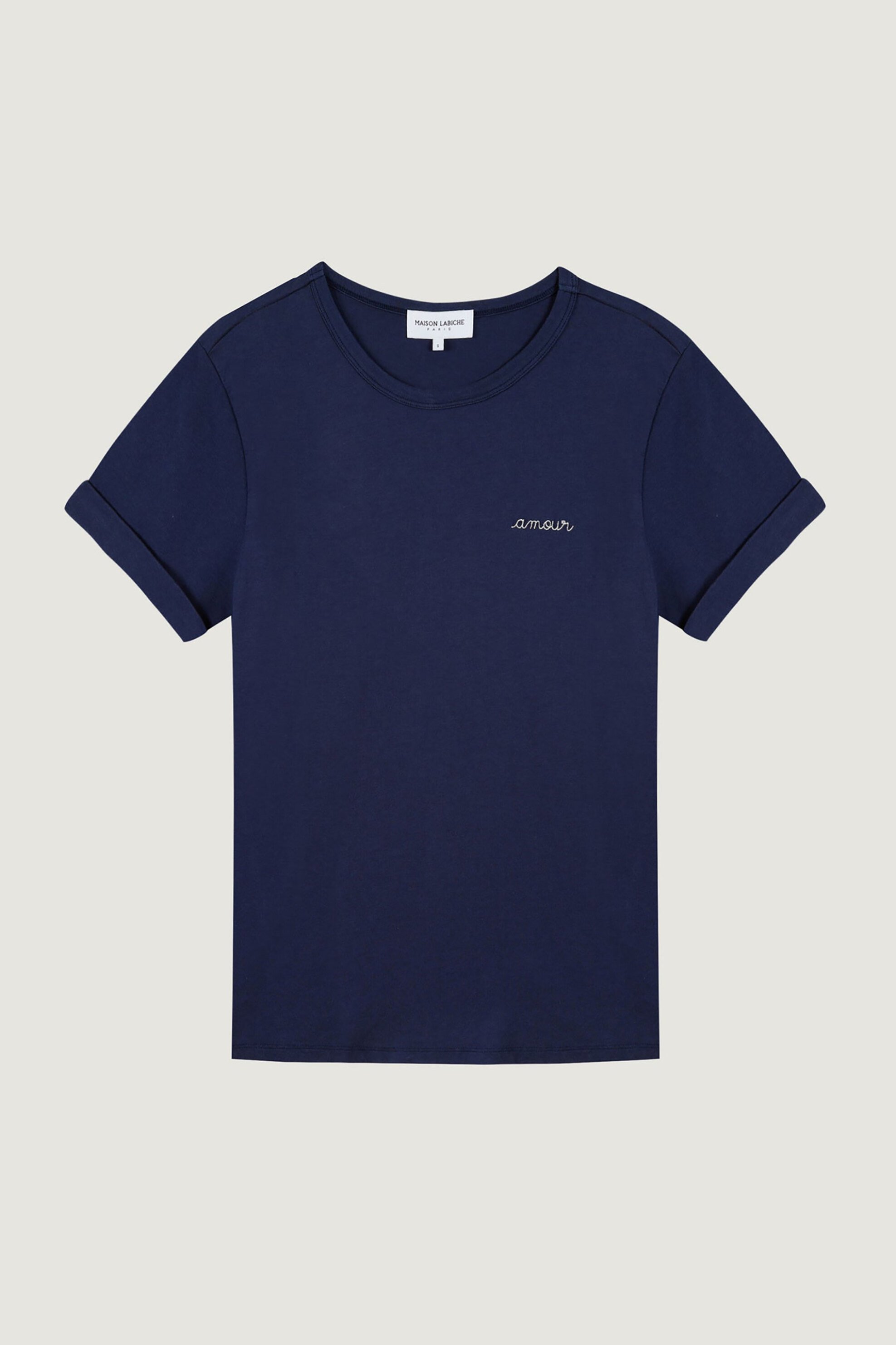 MAISON LABICHE Maison Labiche γυναικείο βαμβακερό T-shirt με κεντημένο lettering "Amour Poitou" - VWPOITOUAMOUR Σκούρο Μπλε