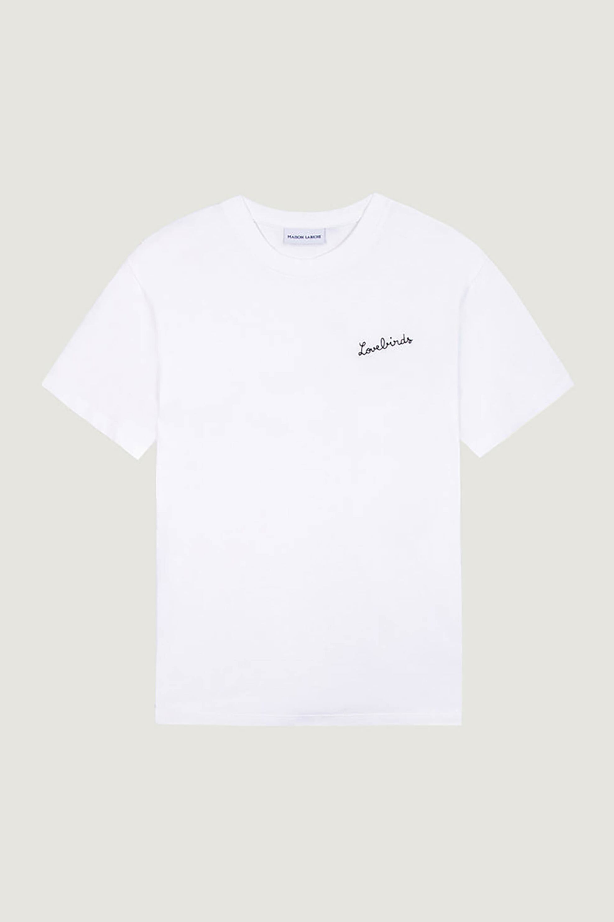Maison Labiche γυναικείο βαμβακερό T-shirt μονόχρωμο με lettering και print "Love Birds"