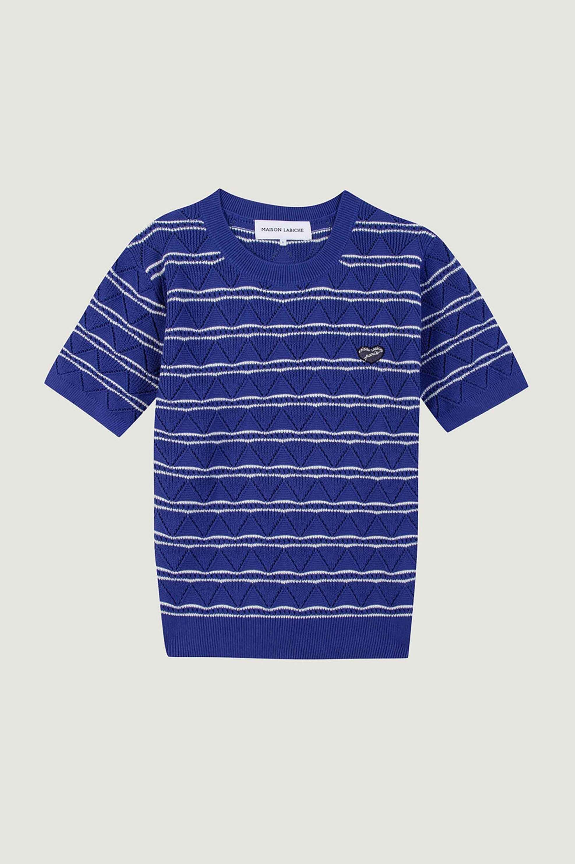 MAISON LABICHE Maison Labiche γυναικείο T-shirt με ριγέ σχέδιο ribbed - XWGRAVILCOEUR Λευκό - Μπλε