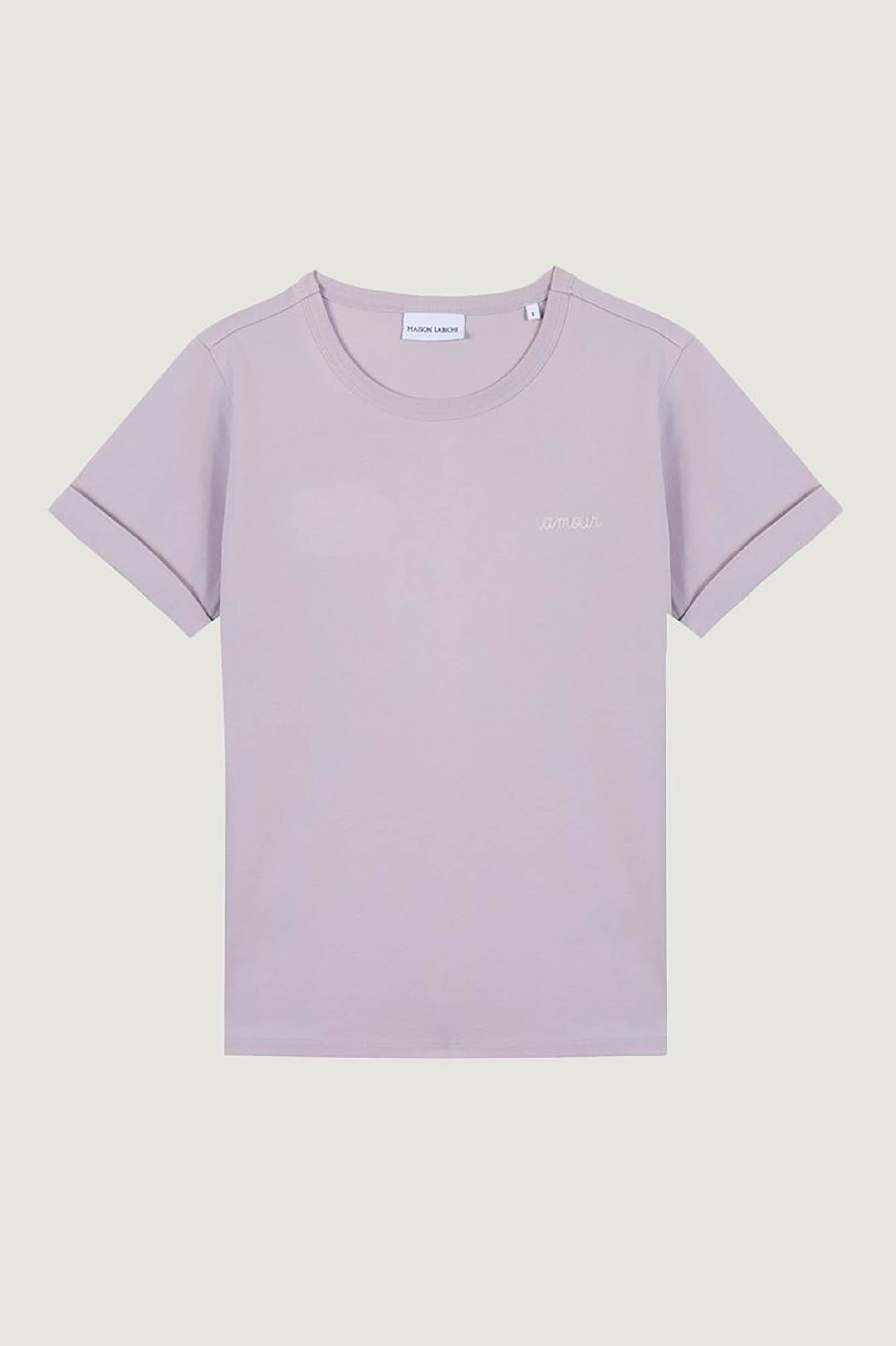 Maison Labiche γυναικείο βαμβακερό T-shirt μονόχρωμο με lettering "Amour"
