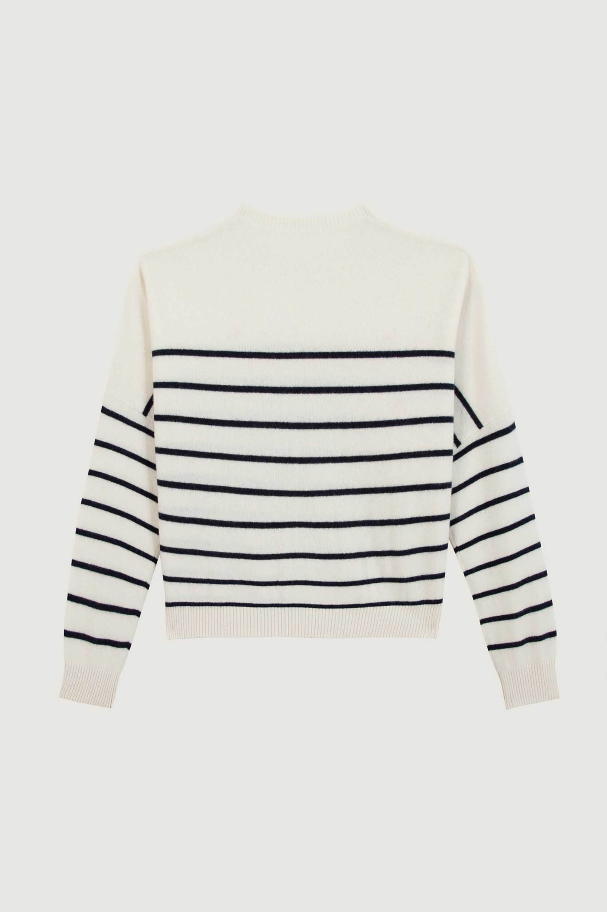 MAISON LABICHE Maison Labiche γυναικείο πουλόβερ με ριγέ σχέδιο και lettering "A La Vie A L Amour" - YWBUZELINALAVIE Ασπρόμαυρο - 4