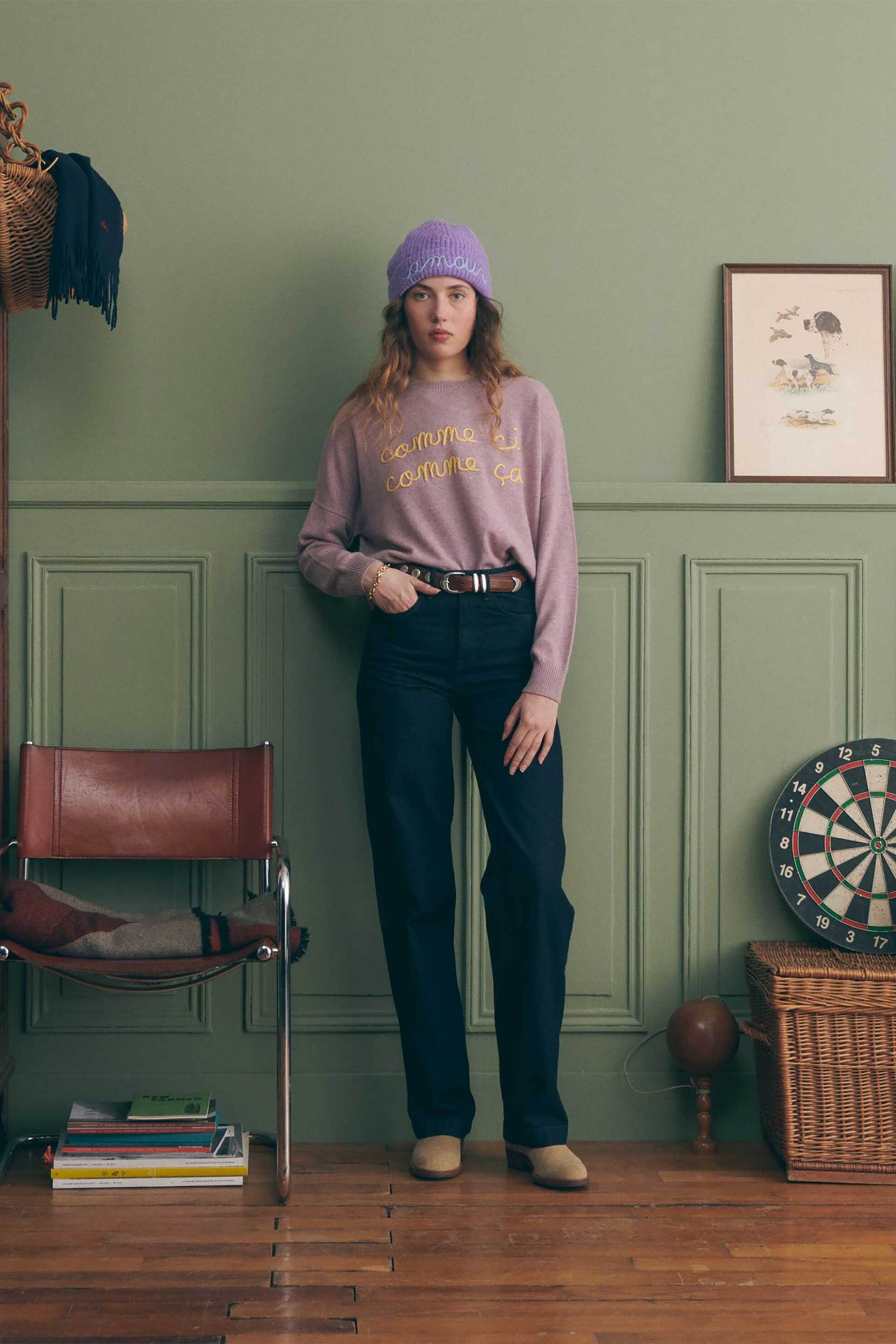 Maison Labiche γυναικείο πουλόβερ lettering "Comme Ci Comme Ca"