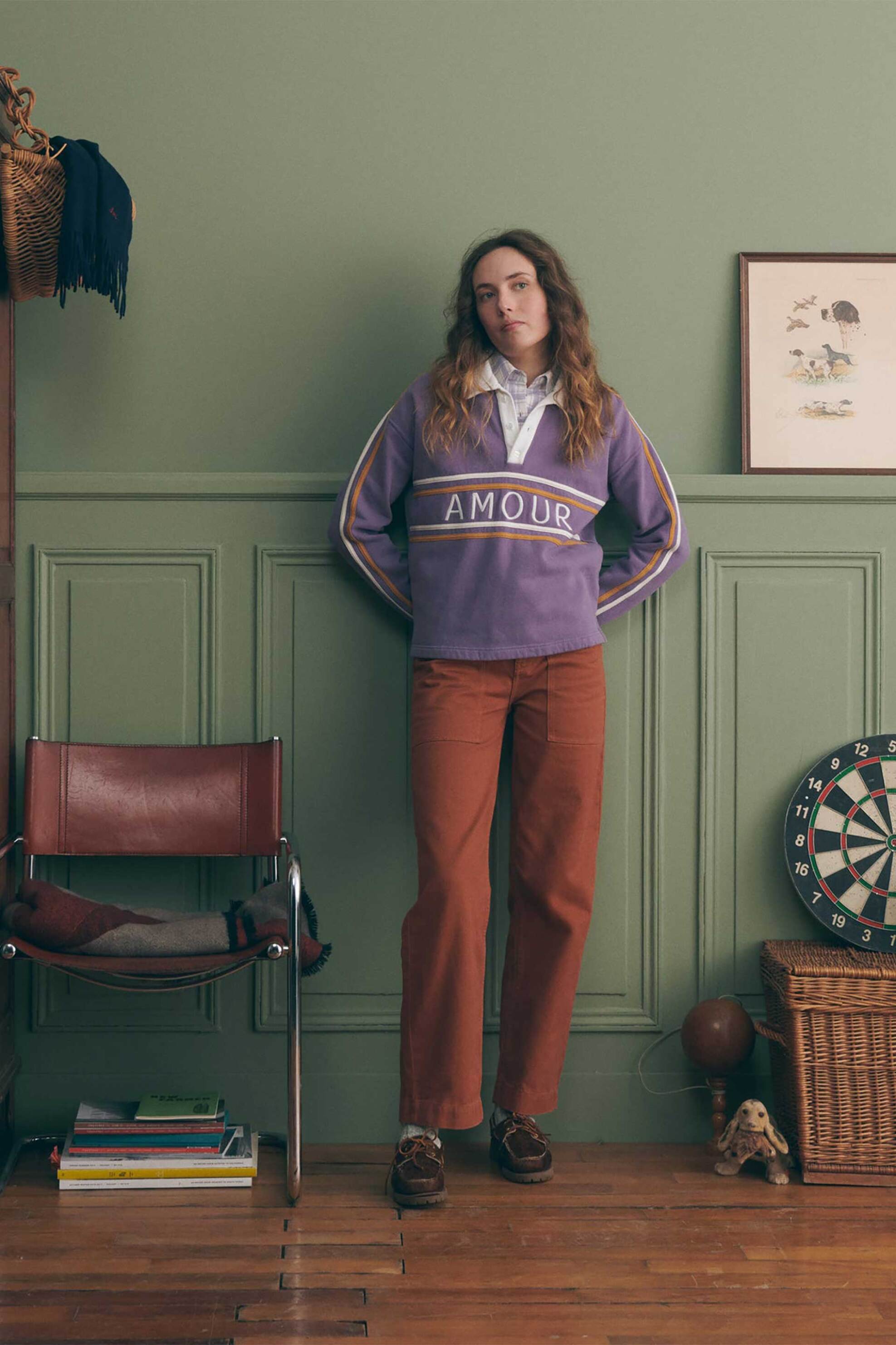 Maison Labiche γυναικεία μπλούζα φούτερ με lettering "Αmour" - YWCEPRELABICHE Μοβ φωτογραφία