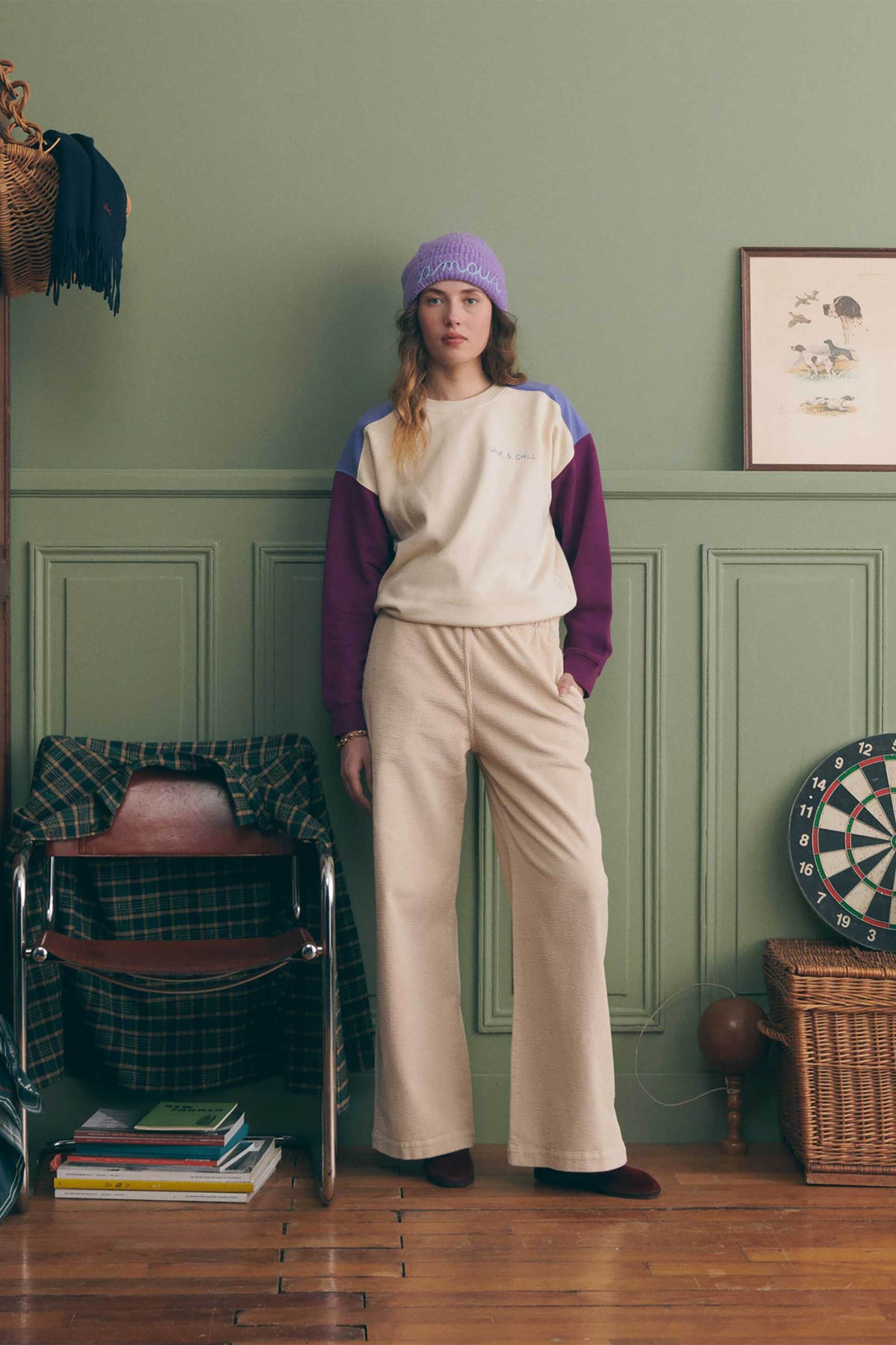 MAISON LABICHE Maison Labiche γυναικεία μπλούζα φούτερ με lettering "Wine And Chill" - YWLEDRUWINECHIL Μοβ