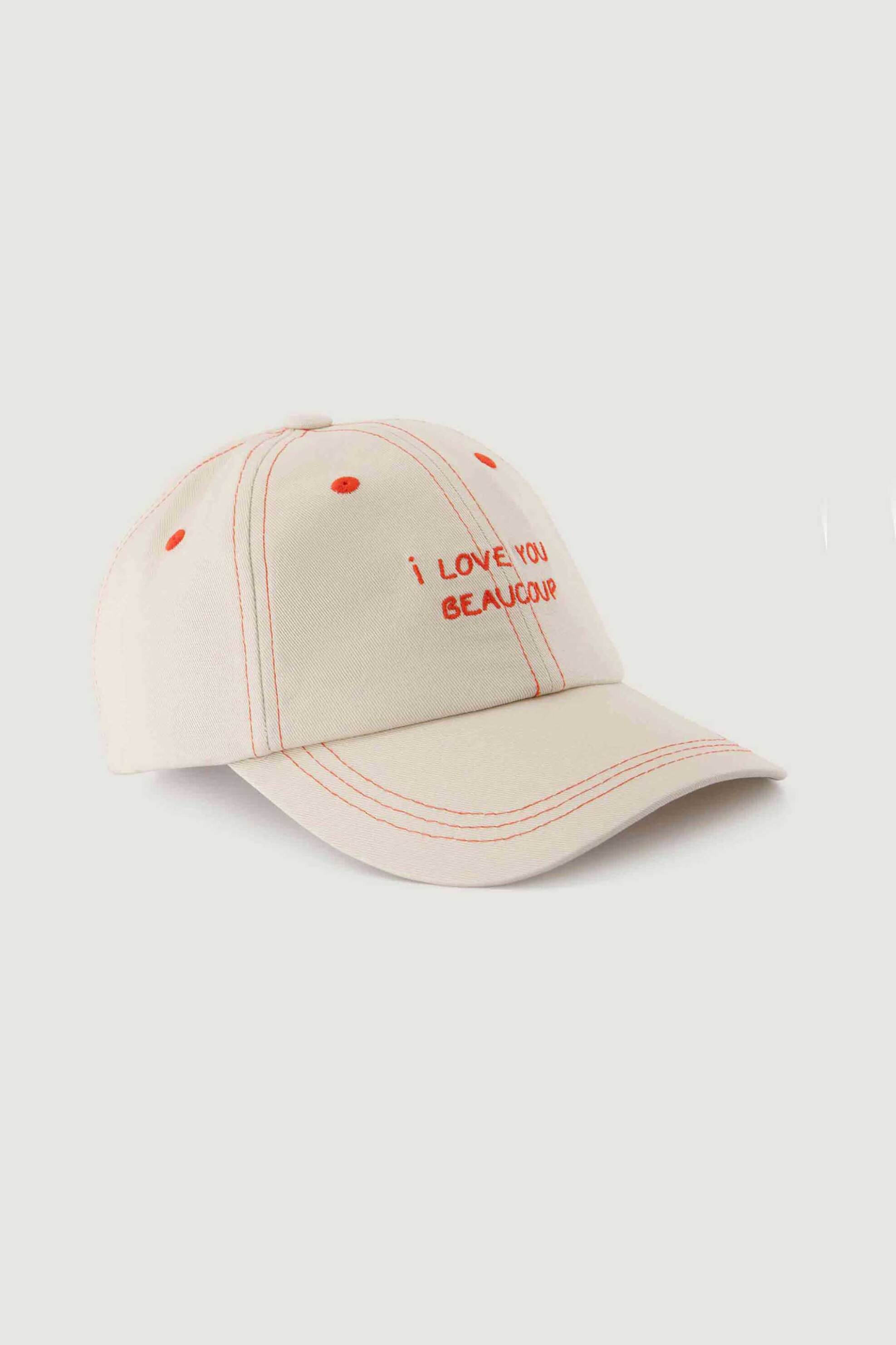 Maison Labiche γυναικείο καπέλο "'I Love You Beaucoup" - ZABEAUMONTLOVEB Υπόλευκο