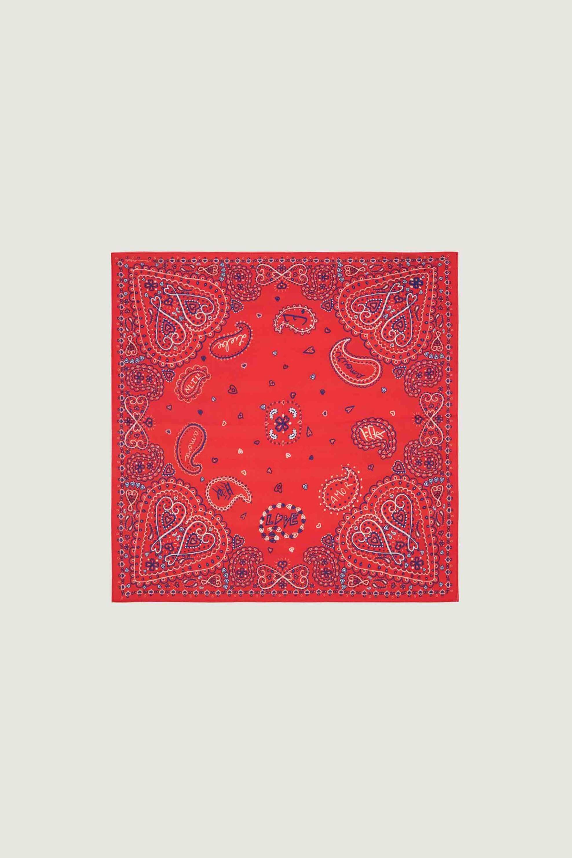 Maison Labiche Γυναικείο Μεταξωτό Φουλάρι με All-Over Print Clover - Zaboulove Κόκκινο