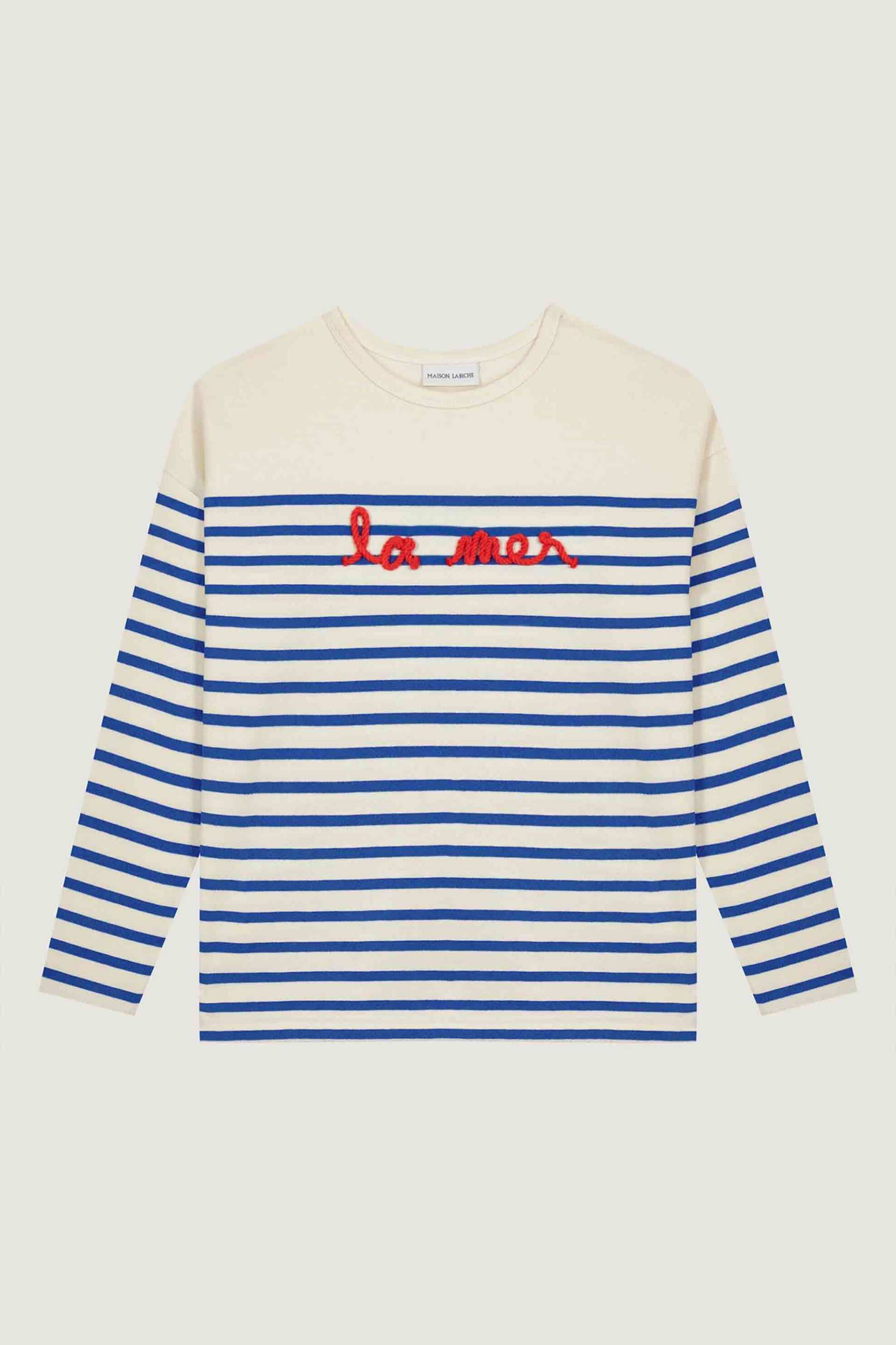 Maison Labiche Γυναικεία Βαμβακερή Μπλούζα με Ριγέ Σχέδιο La Mer - Zwmontparlamer Μπλε
