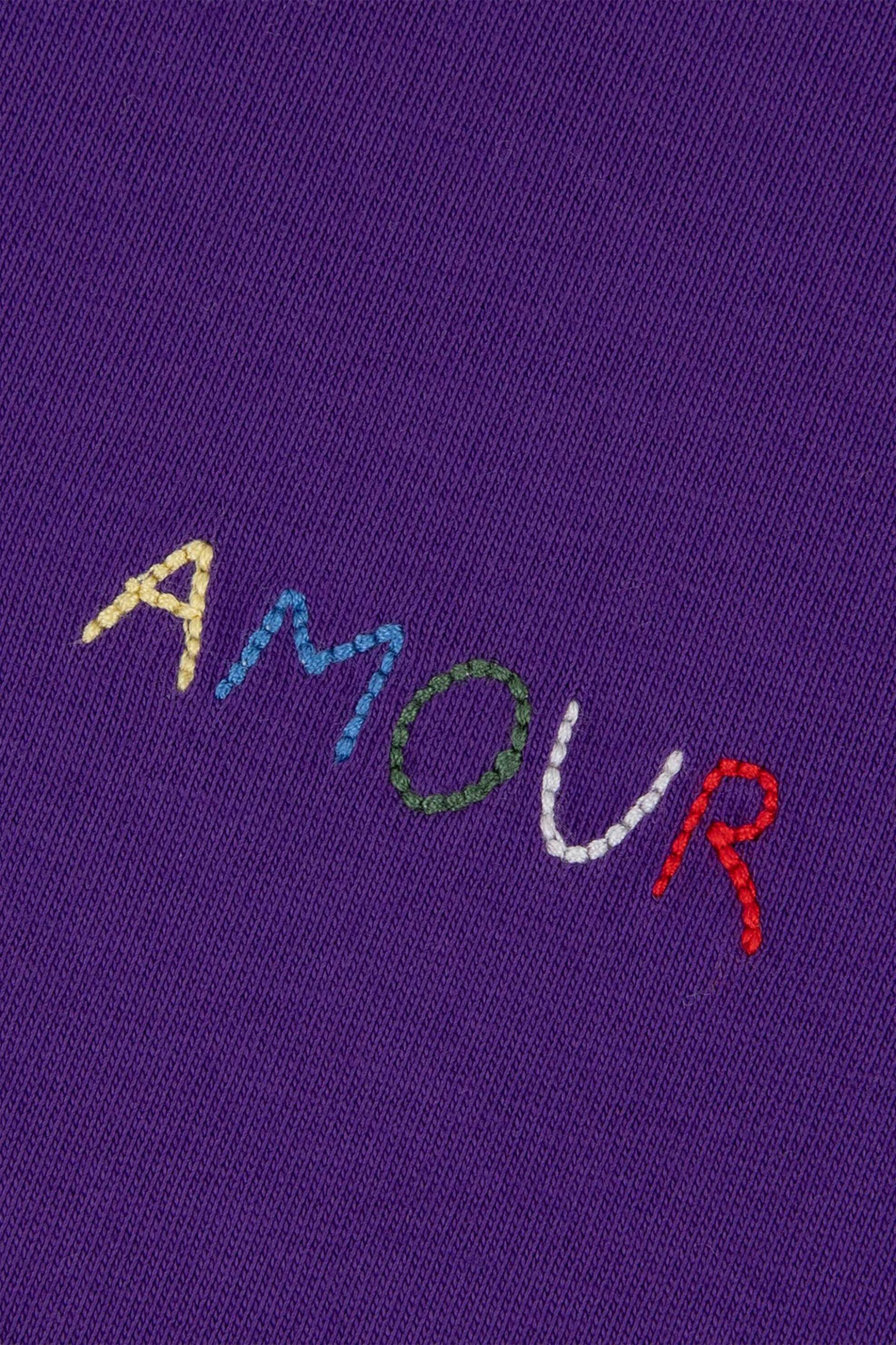Maison Labiche γυναικείο βαμβακερό T-shirt μονόχρωμο με lettering "Amour" - ZWPOPINAMOUR Μοβ φωτογραφία