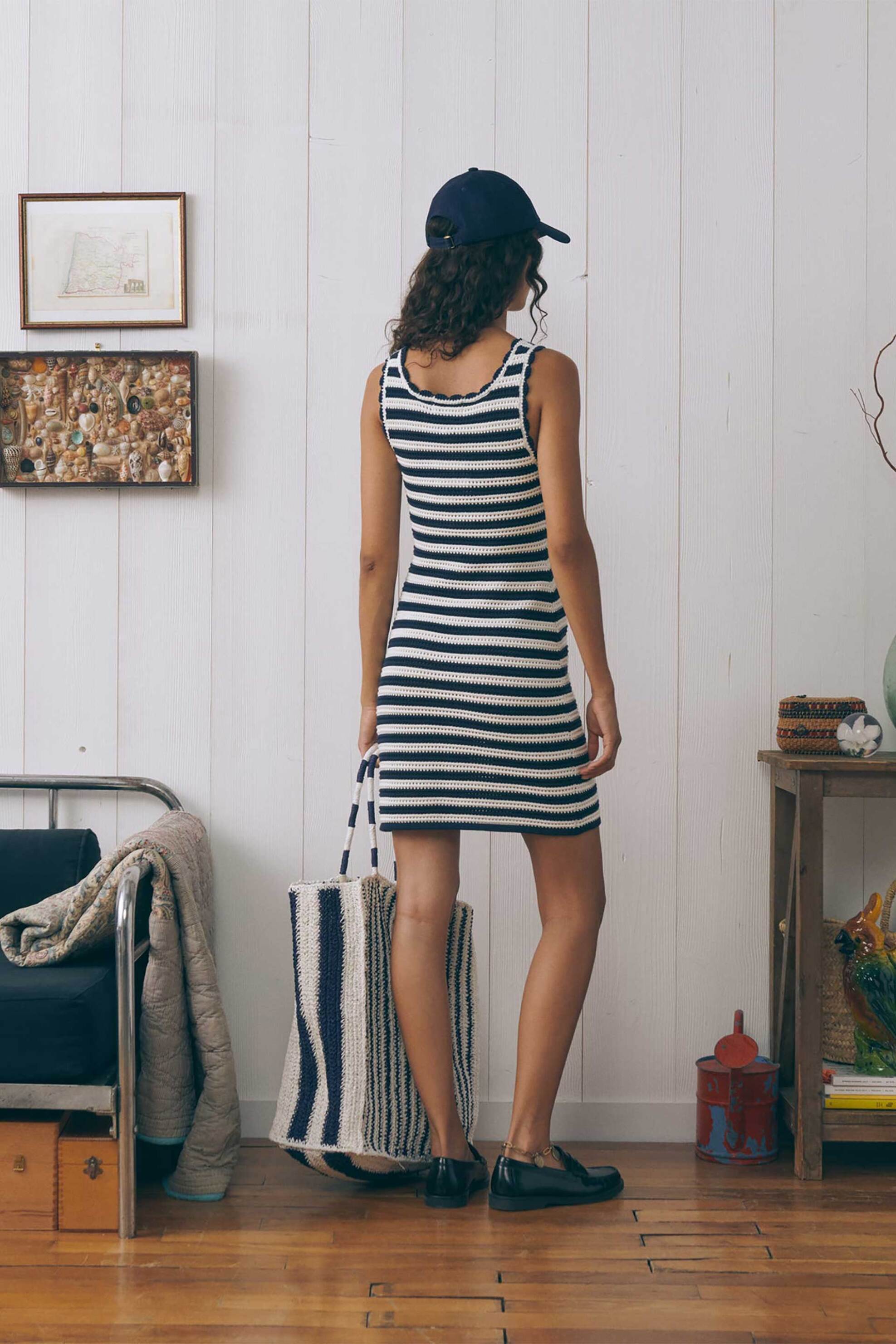 Maison Labiche γυναικείο mini πλεκτό αμάνικο φόρεμα με ριγέ σχέδιο "Patch Coeur" - ZWSACHECOEUR Πολύχρωμο φωτογραφία