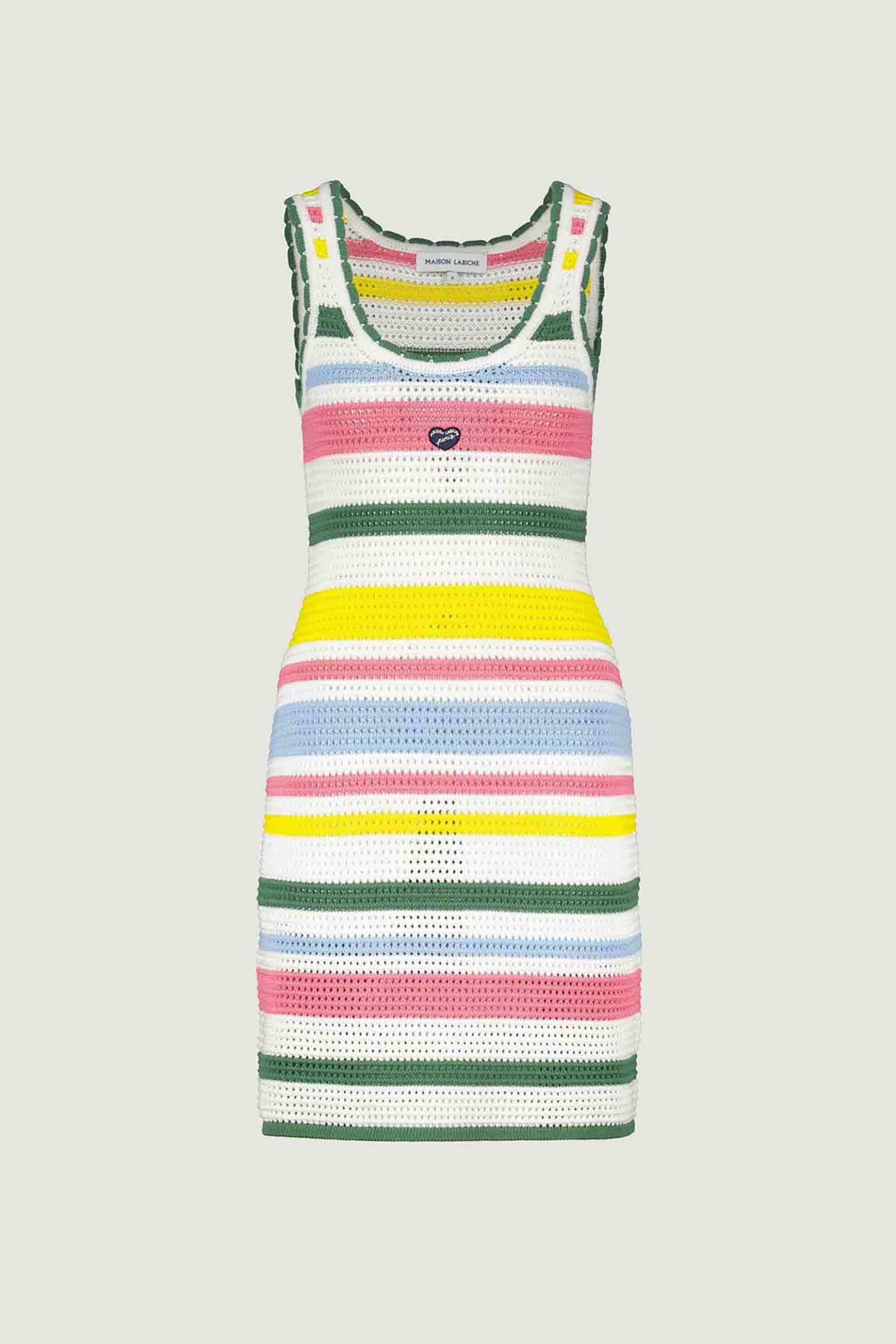 Maison Labiche γυναικείο mini πλεκτό αμάνικο φόρεμα με ριγέ σχέδιο "Patch Coeur" - ZWSACHECOEUR Πολύχρωμο φωτογραφία