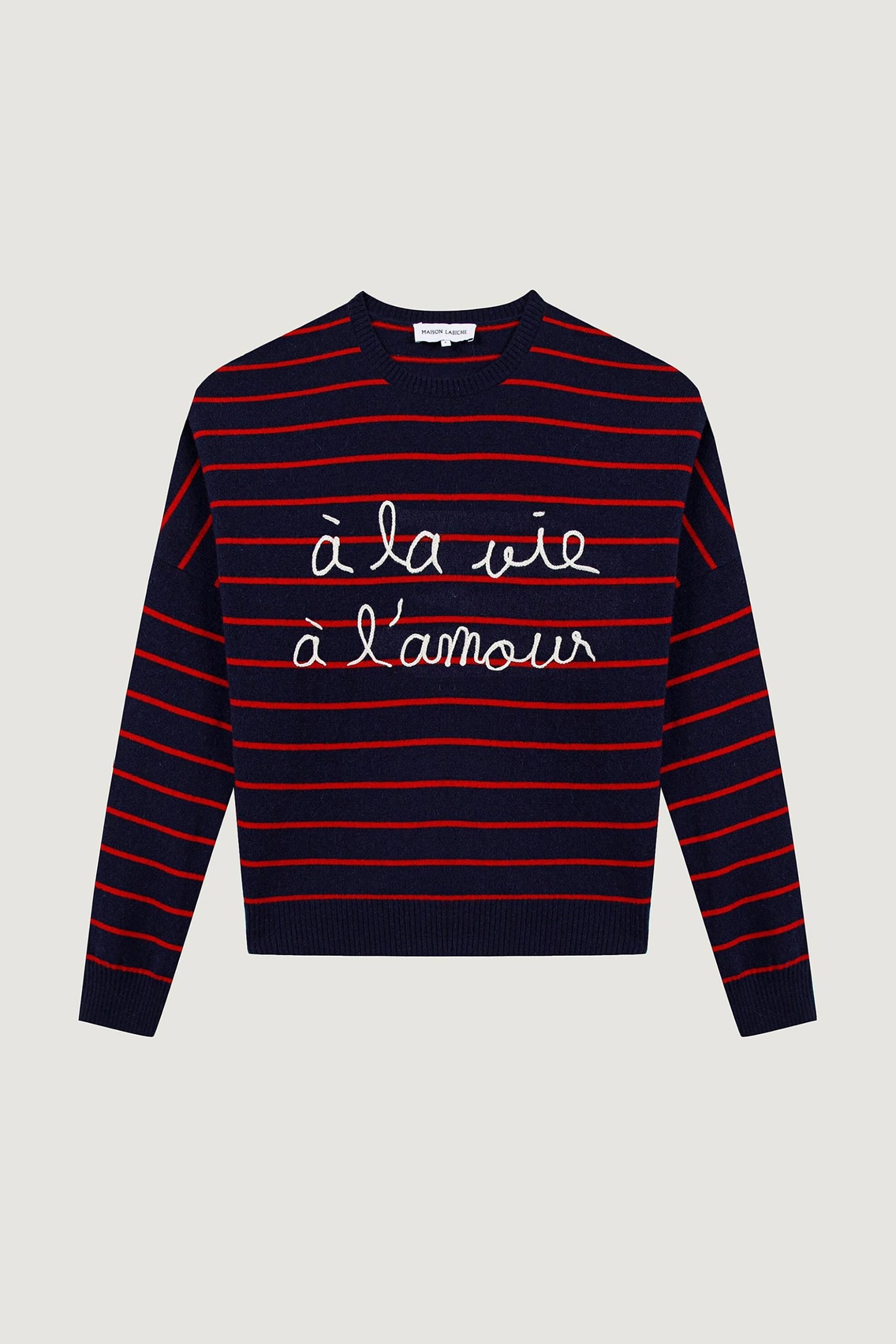 Maison Labiche γυναικείο πουλόβερ με ριγέ σχέδιο και lettering 