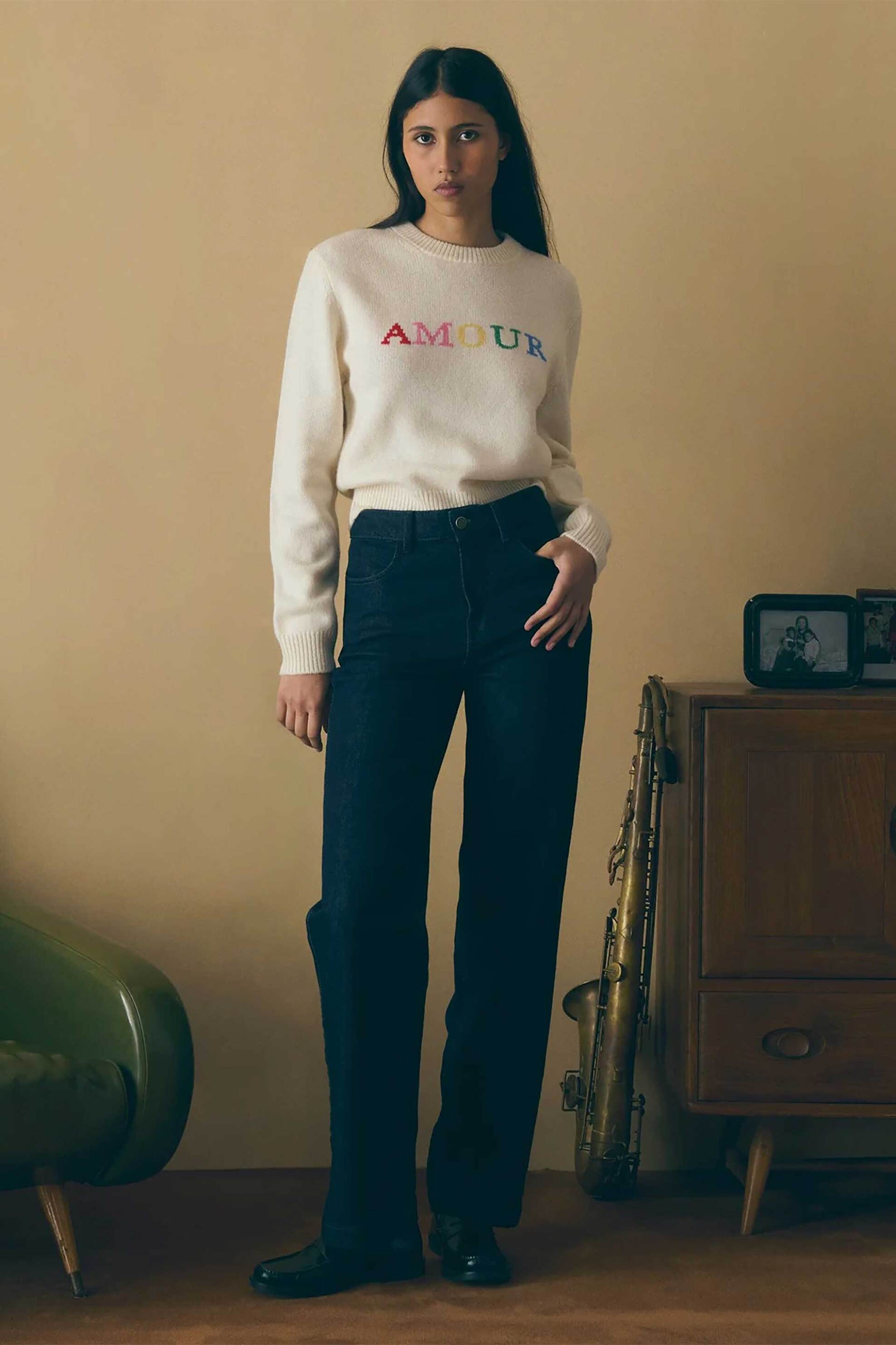 MAISON LABICHE Maison Labiche γυναικείο πουλόβερ με lettering "Formigé Amour" - AAWFORMIGEAMOUR Λευκό