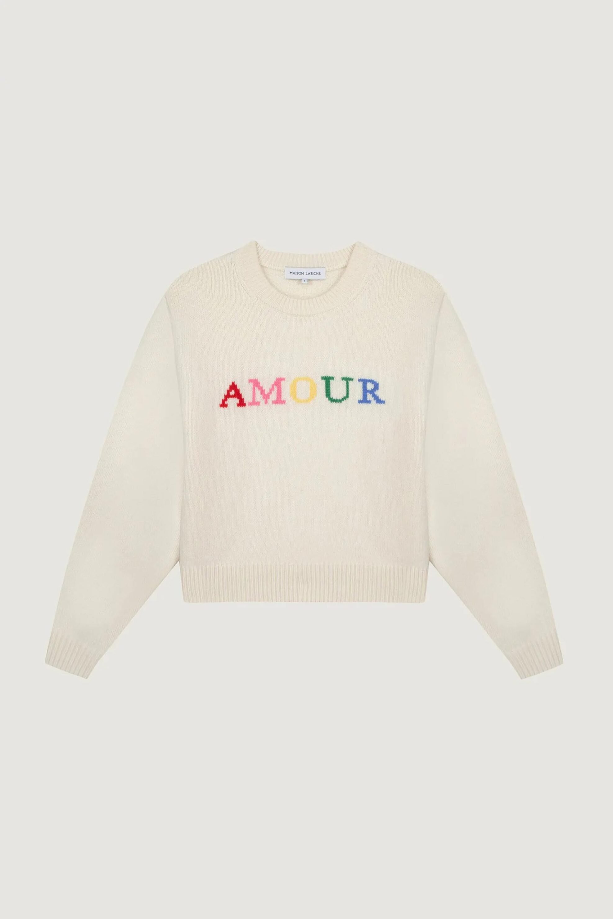 Maison Labiche Γυναικείο Πουλόβερ με Lettering Formigé Amour - Aawformigeamour Λευκό
