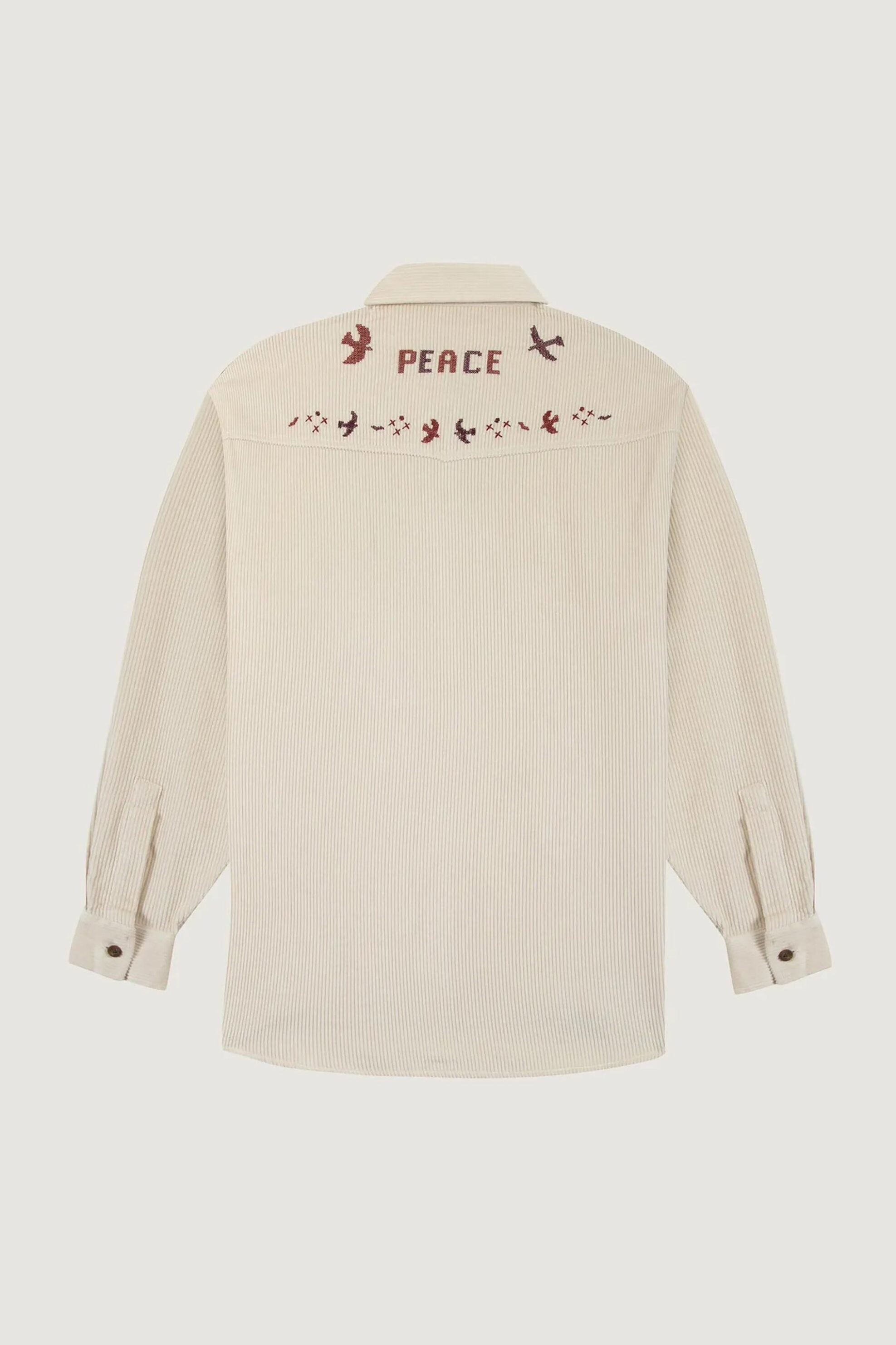 Maison Labiche Γυναικείο Πουκάμισο Κοτλέ με Κέντημα Monselet Birds - Aawmonseletbird Εκρού