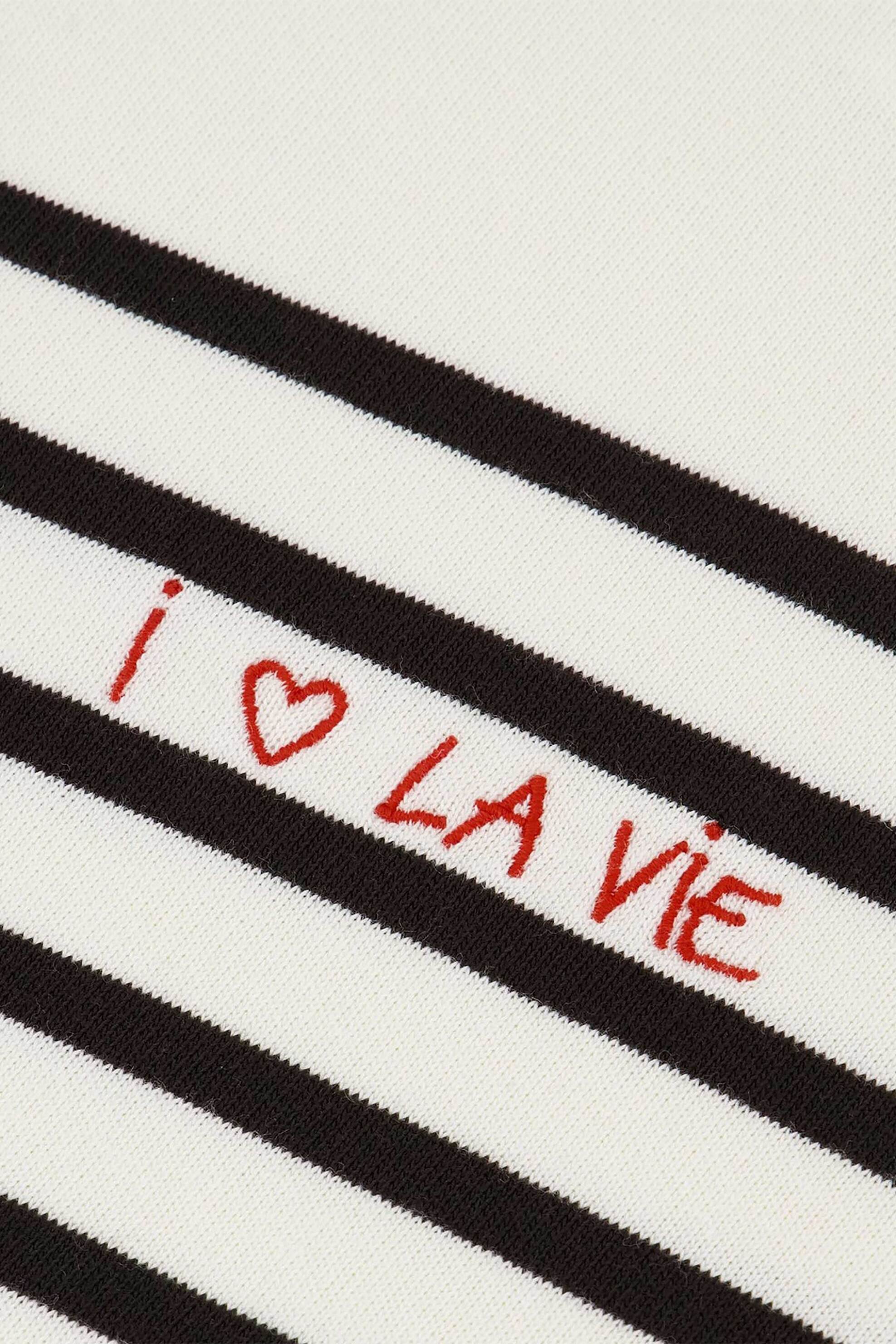 Maison Labiche Γυναικείο Πουλόβερ με Ριγέ Σχέδιο Και Lettering A La Vie - Aawmontparilvie Εκρού