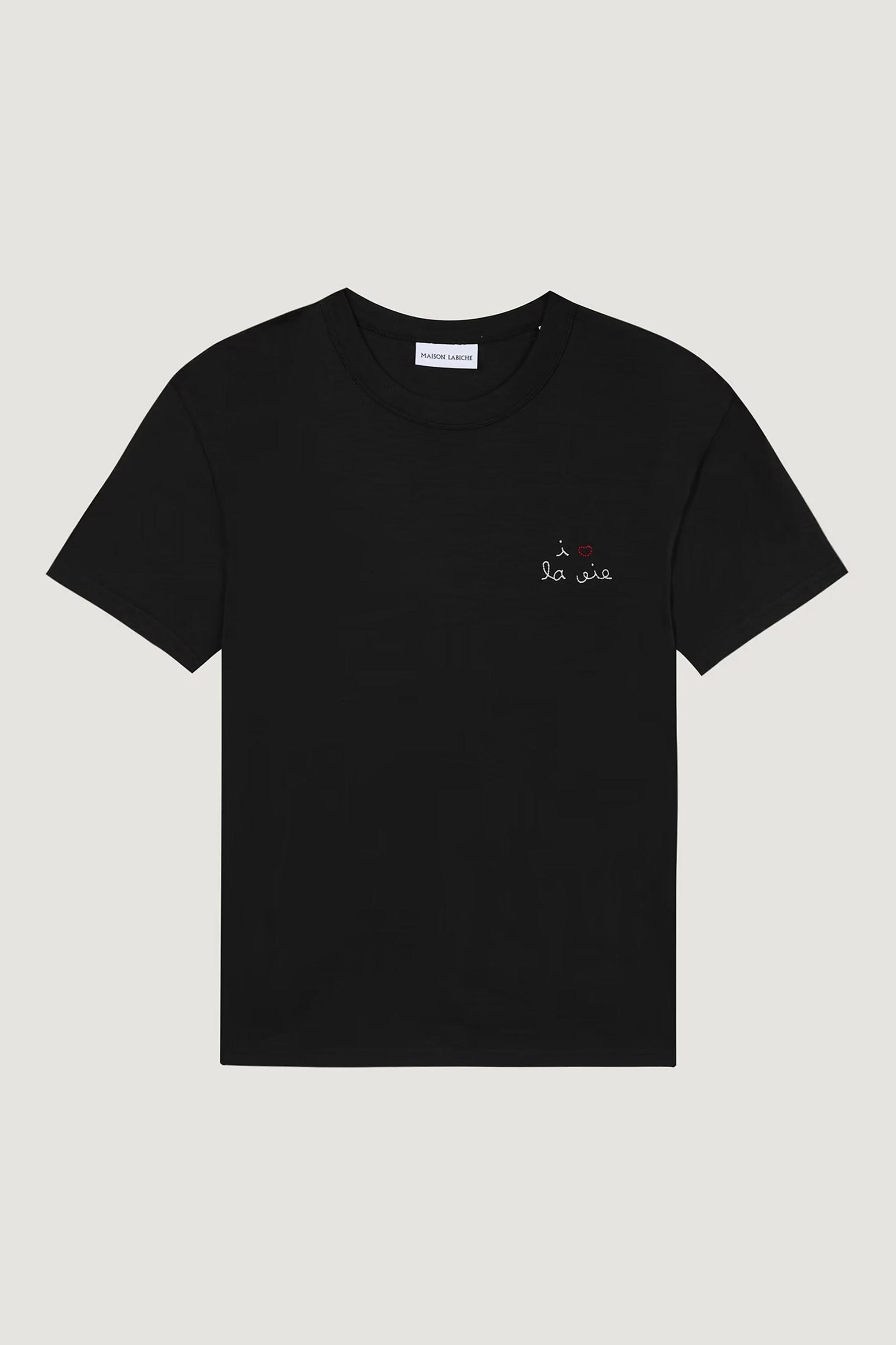 Maison Labiche γυναικείο βαμβακερό T-shirt μονόχρωμο με κεντημένο lettering 