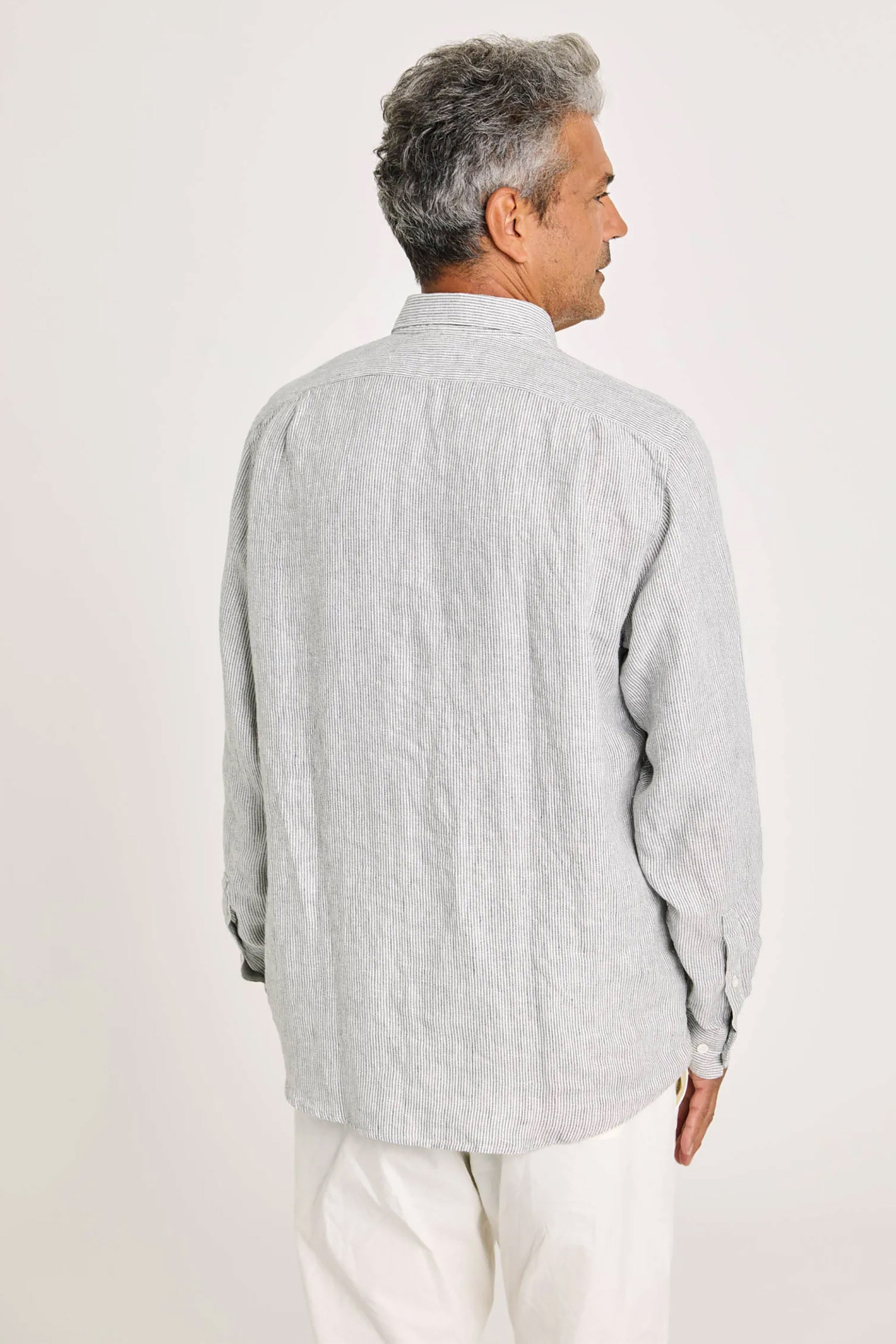 La Paz ανδρικό λινό πουκάμισο με μικροσχέδιο "Bastos" Oversized Fit - SS25014009010 Γκρι φωτογραφία