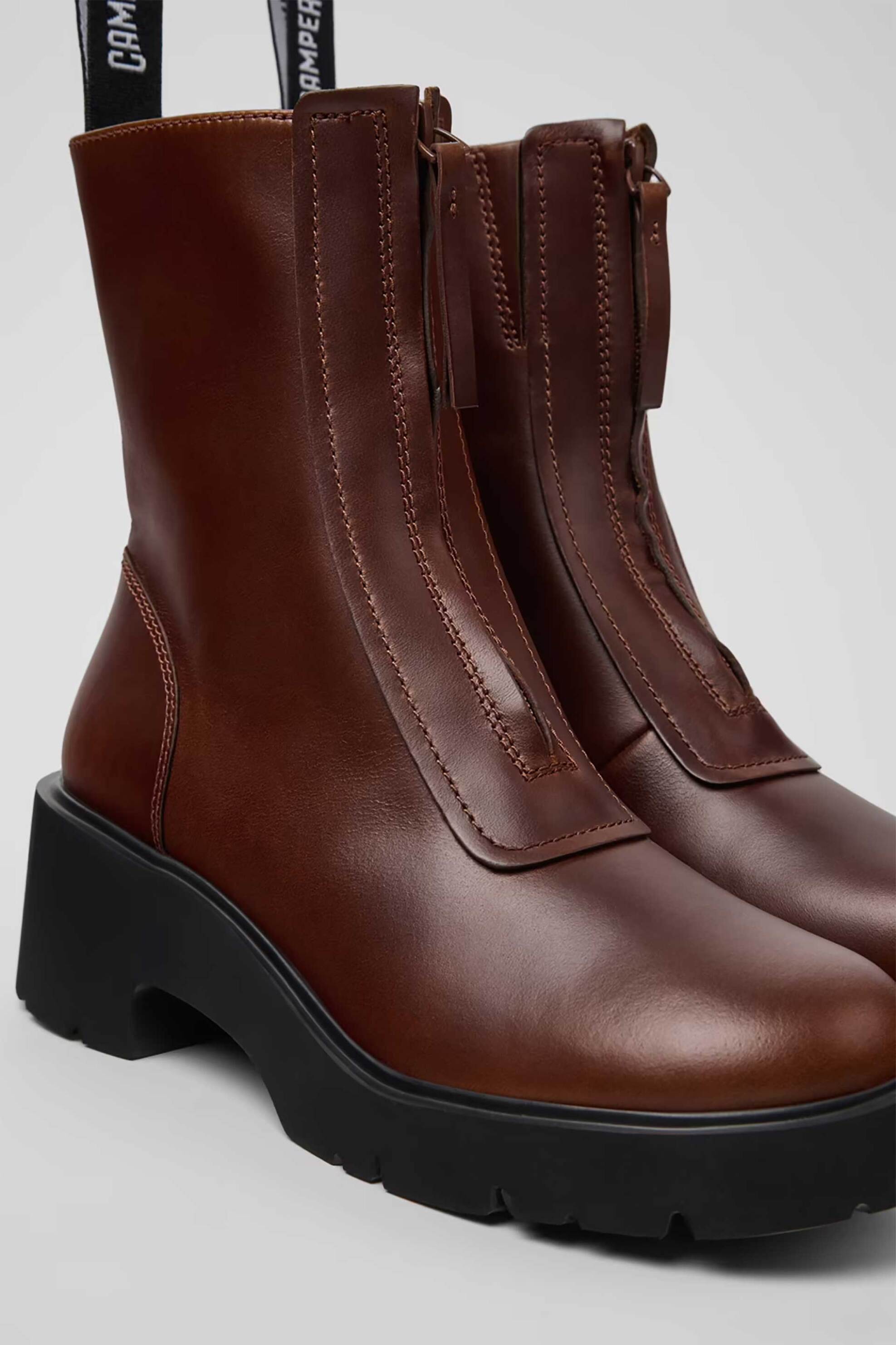 Camper γυναικεία μποτάκια με φερμουάρ "Milah" - K400776-007 Καφέ φωτογραφία