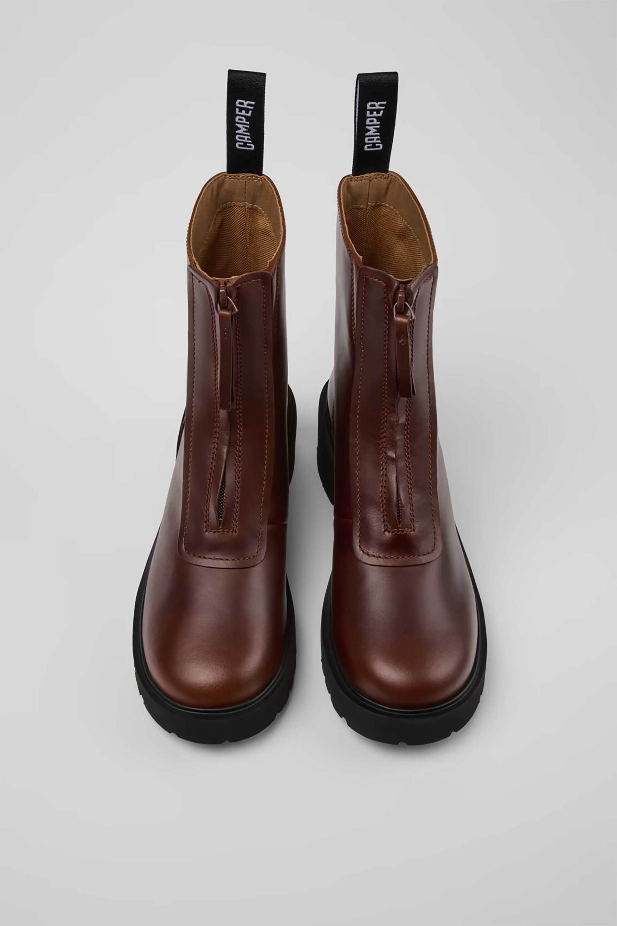 Camper γυναικεία μποτάκια με φερμουάρ "Milah" - K400776-007 Καφέ φωτογραφία