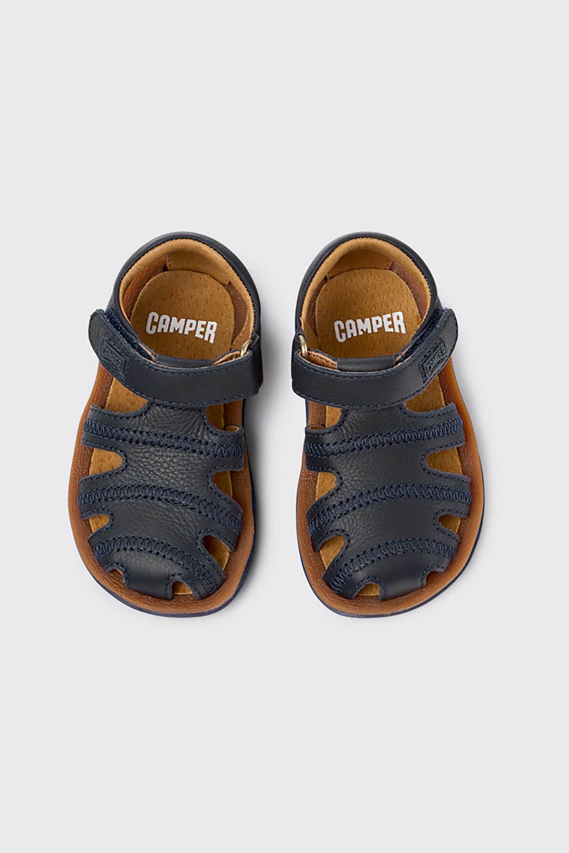 Camper βρεφικά δερμάτινα πέδιλα με velcro και λογότυπο "Bicho" (21-26) - 80372-054 Μπλε Σκούρο φωτογραφία