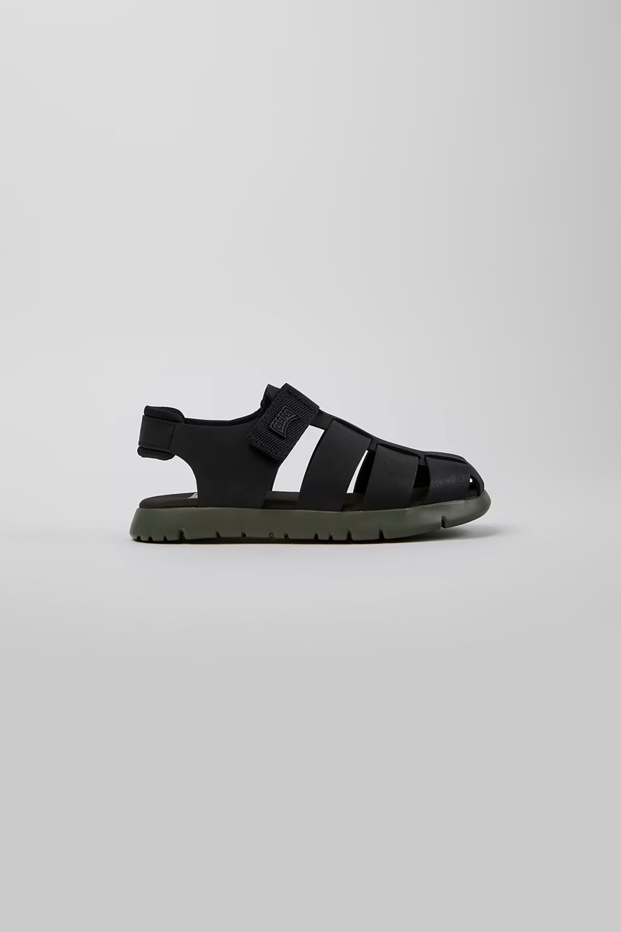 Camper παιδικά πέδιλα από δέρμα και ύφασμα "Oruga" - K800242-028 Μαύρο