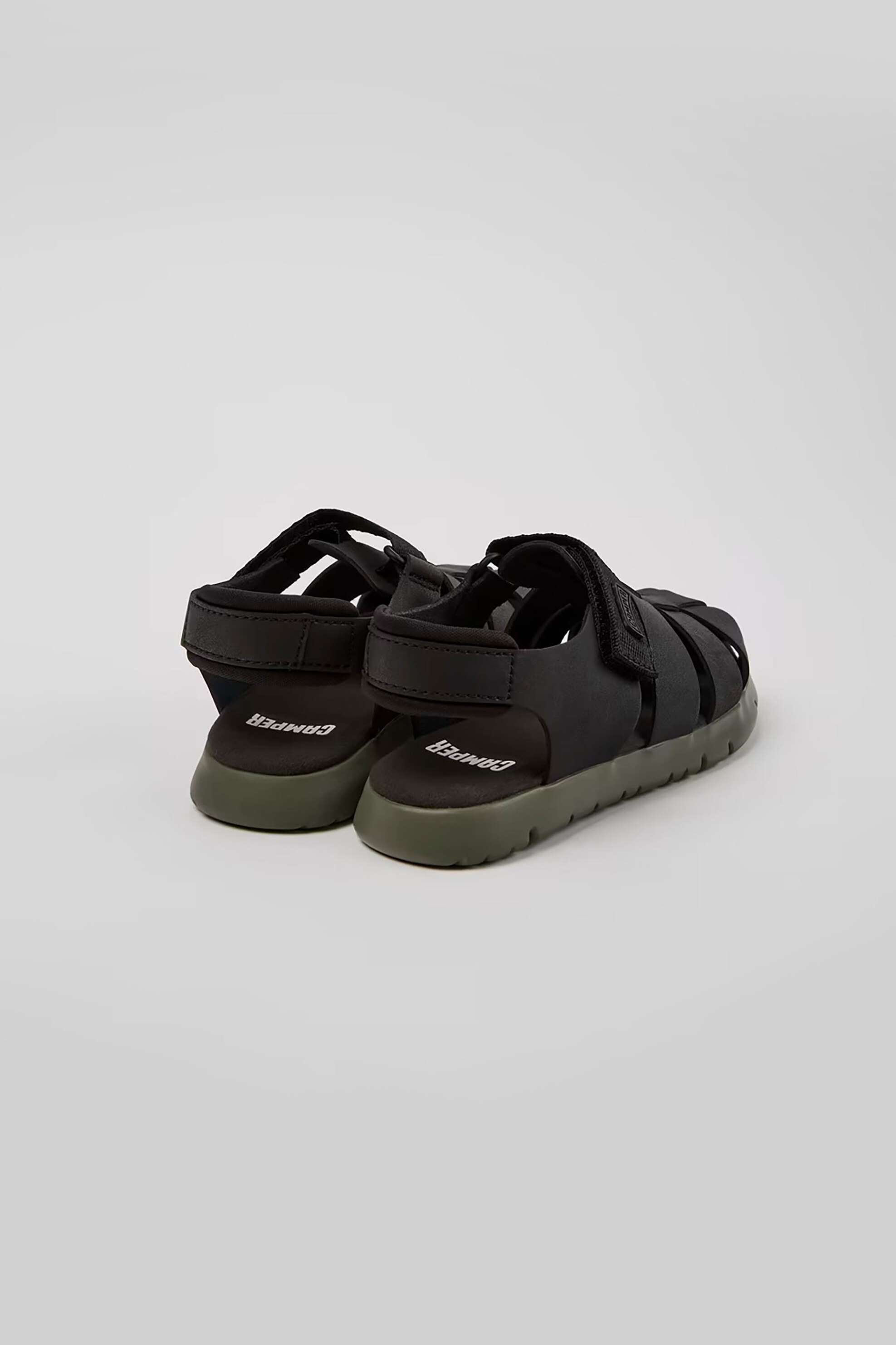 Camper Παιδικά Πέδιλα από Δέρμα Και Ύφασμα Oruga - K800242-028 Μαύρο
