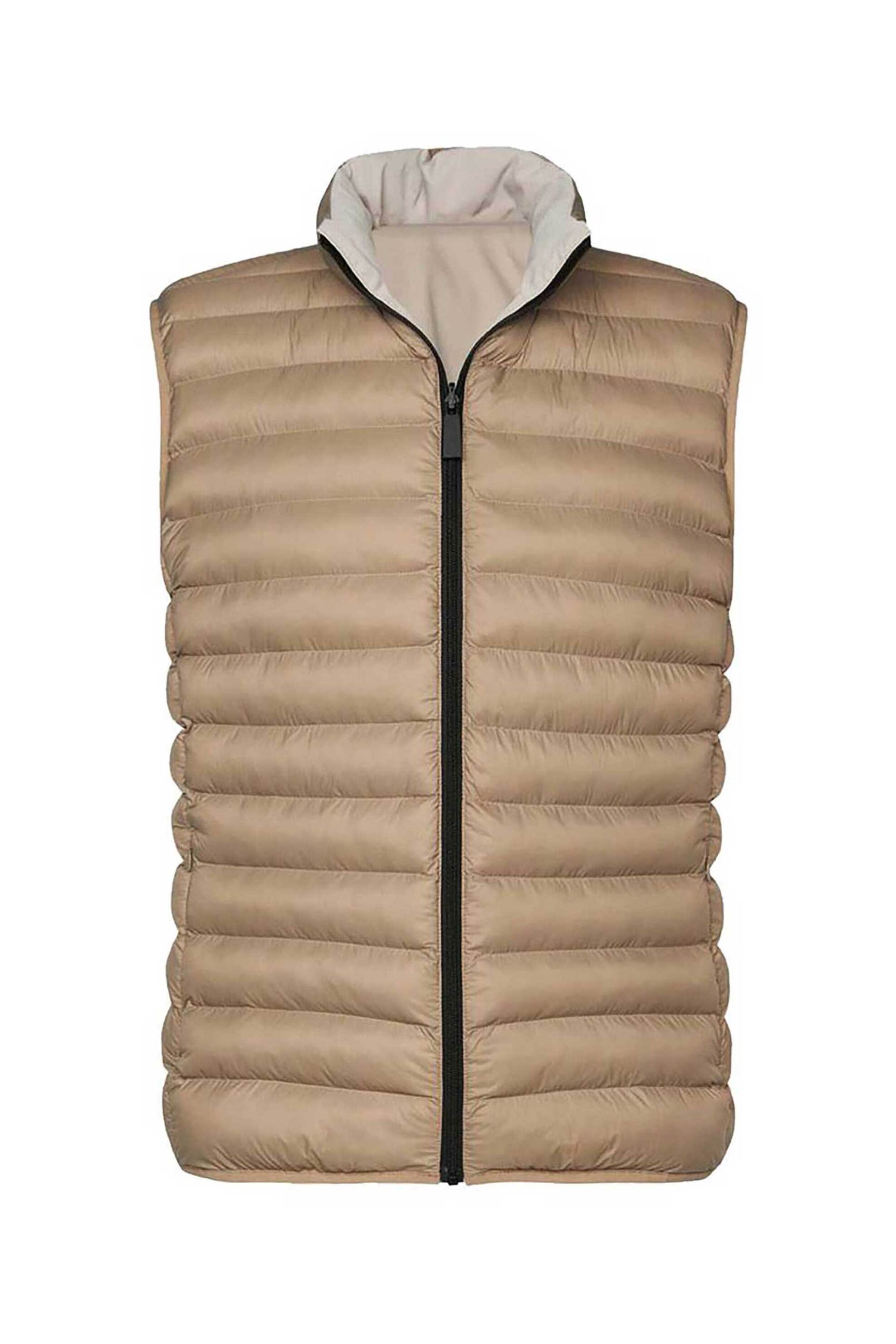 Profuomo ανδρικό αμάνικο μπουφάν διπλής όψης με ψηλό λαιμό Regular Fit - PPUU30002B Μπεζ