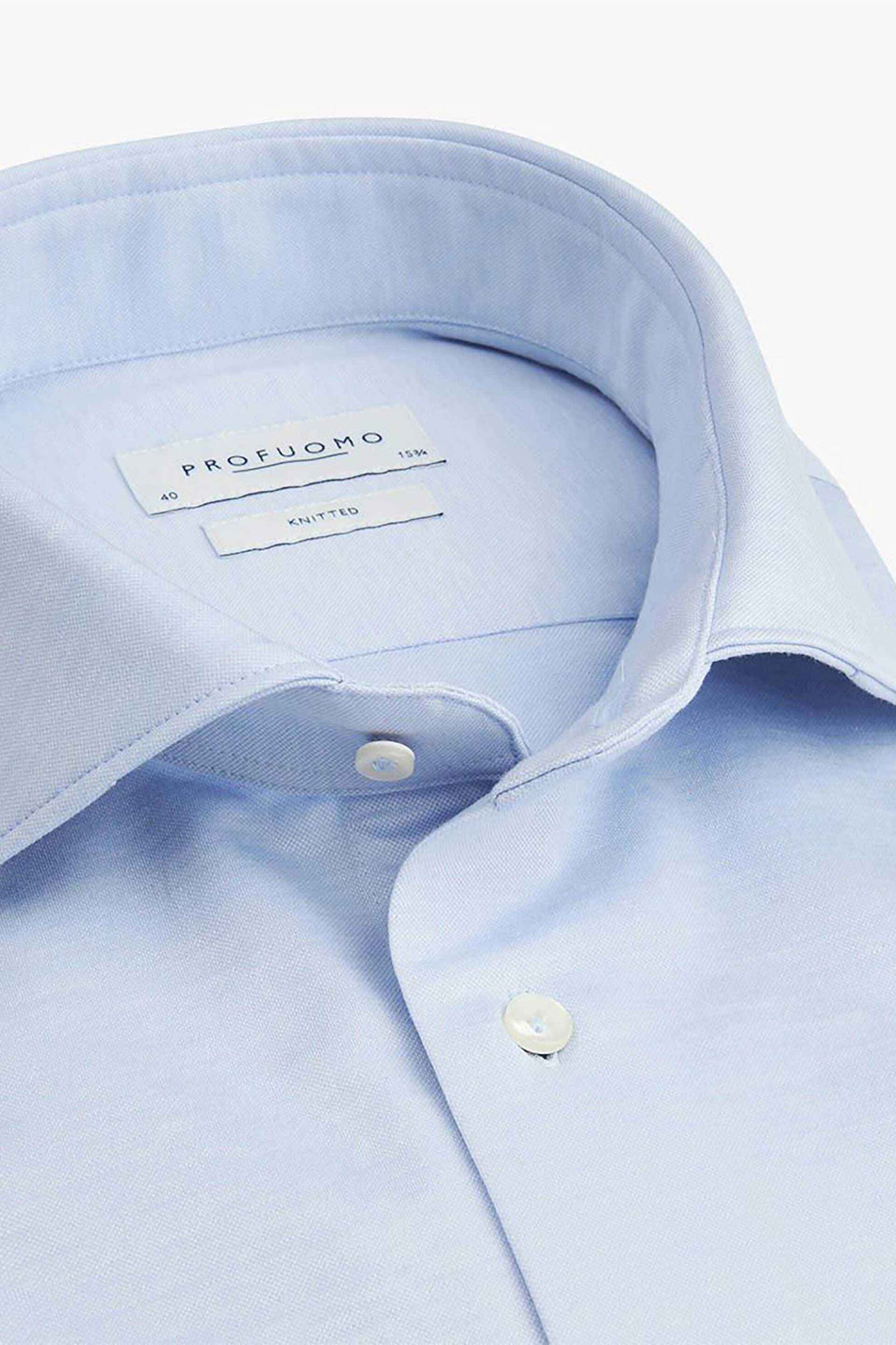 Profuomo ανδρικό πουκάμισο μονόχρωμο Slim Fit "Single Jersey" - PP2H00005B Μπλε Ανοιχτό φωτογραφία