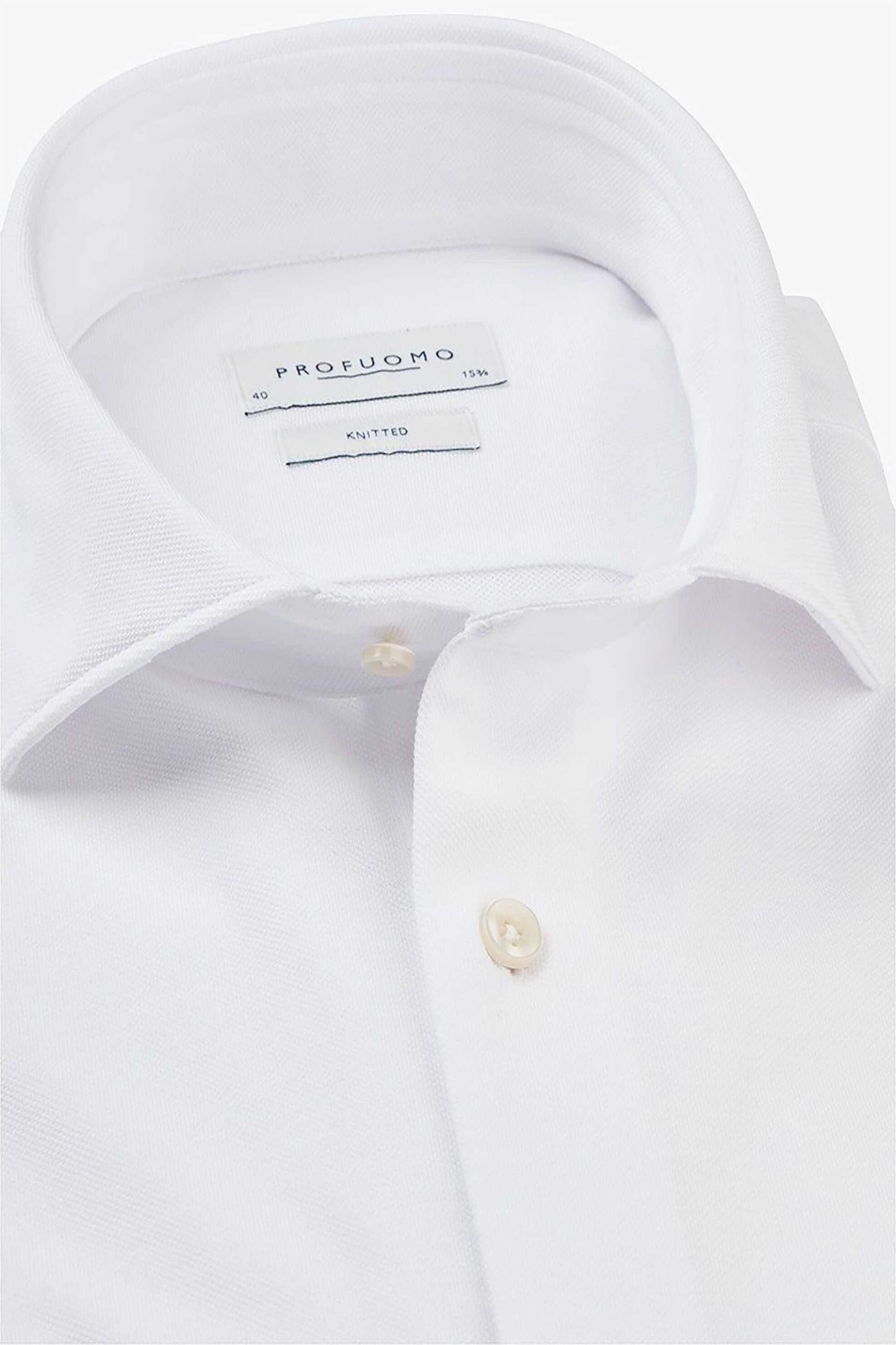 Profuomo ανδρικό πουκάμισο μονόχρωμο Slim Fit "Knitted" - PP2HC10012 Λευκό φωτογραφία