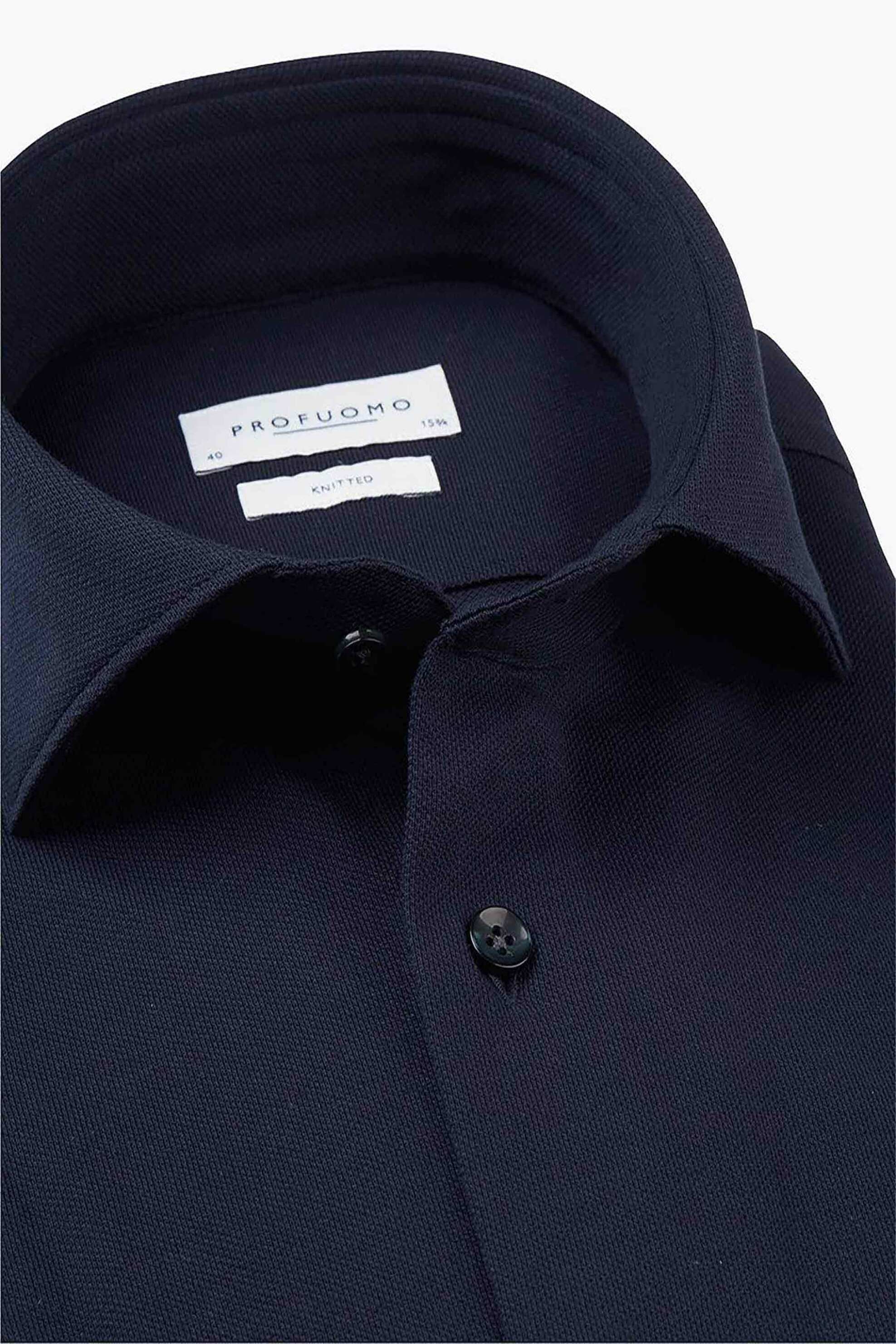 Profuomo ανδρικό πουκάμισο μονόχρωμο Slim Fit "Knitted" - PP2HC10014 Σκούρο Μπλε φωτογραφία