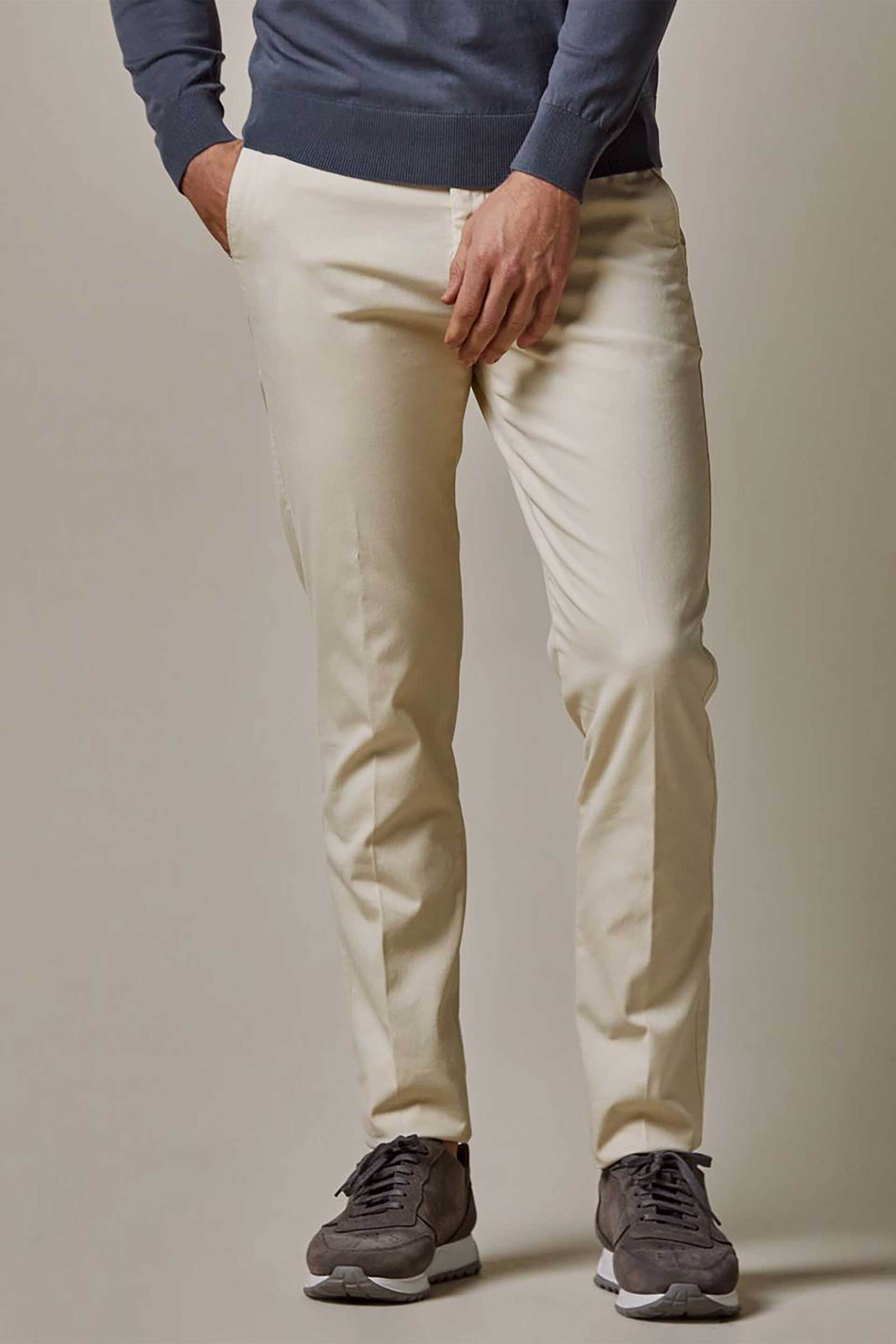 Profuomo ανδρικό chino παντελόνι μονόχρωμο Slim Fit "820" - PPVQ10011A Μπεζ φωτογραφία