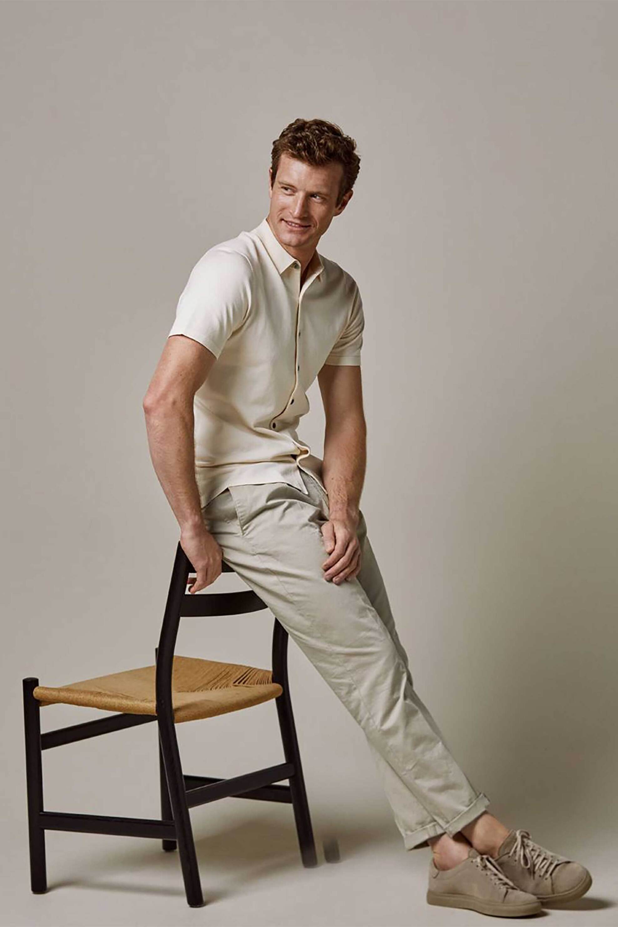 PROFUOMO Profuomo ανδρικό chino παντελόνι μονόχρωμο Relaxed Fit "828" - PPVQ10024A Μπεζ