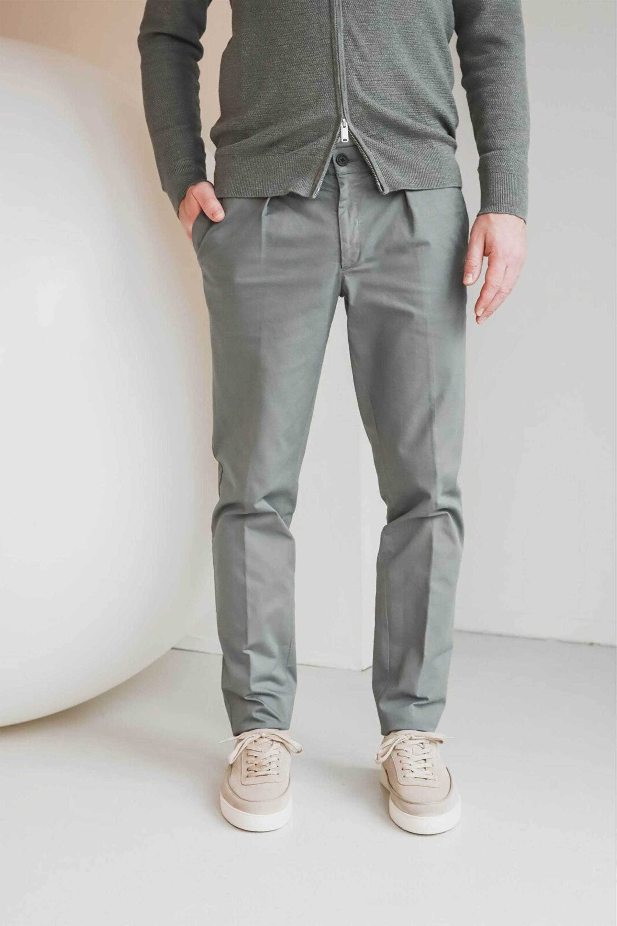 Profuomo ανδρικό chino παντελόνι Relaxed Fit - PPVQ10024B Πράσινο Σκούρο φωτογραφία