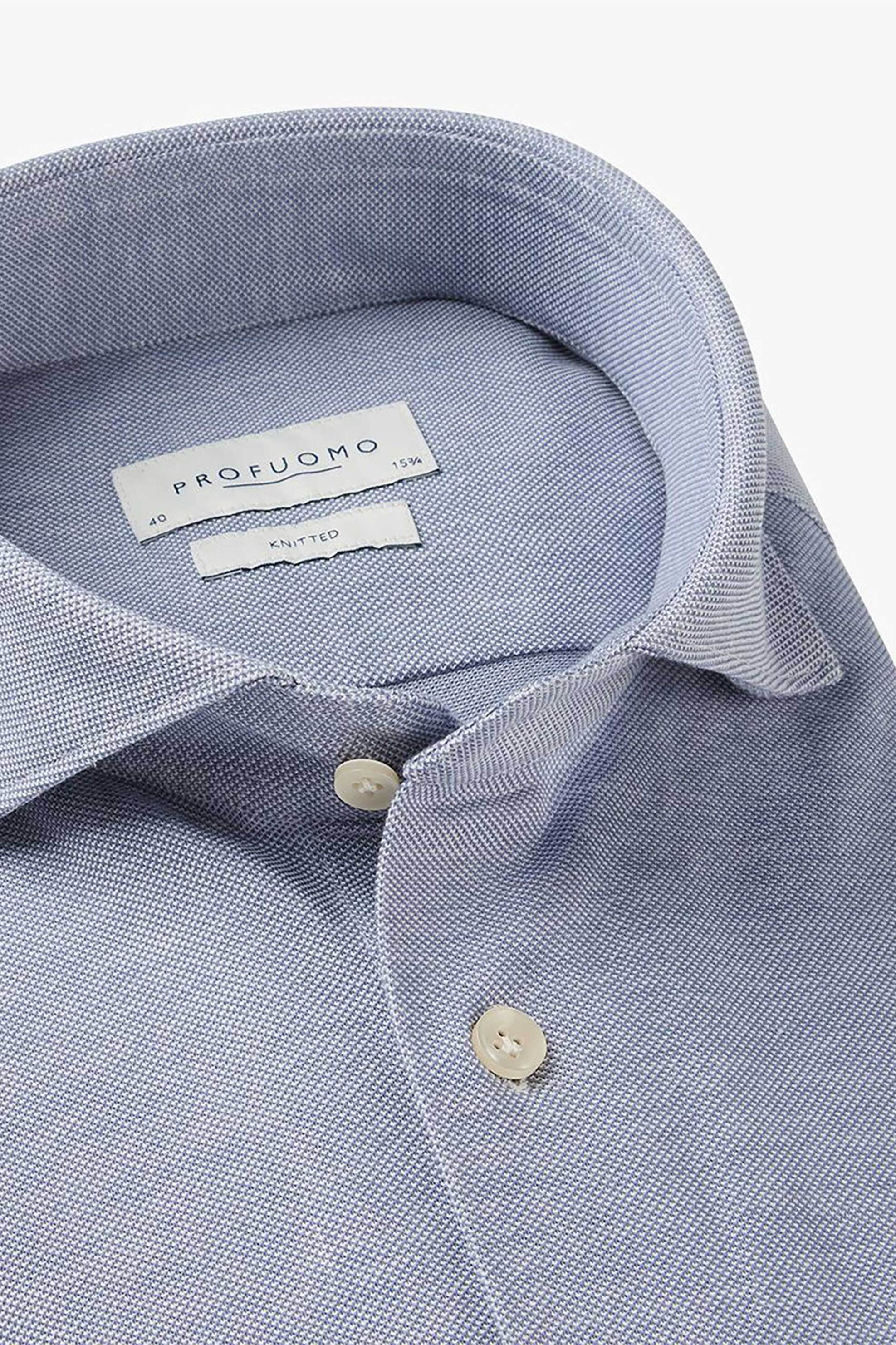 Profuomo Ανδρικό Πουκάμισο Knitted Slim Fit - Ppvh10040A Μπλε Ανοιχτό