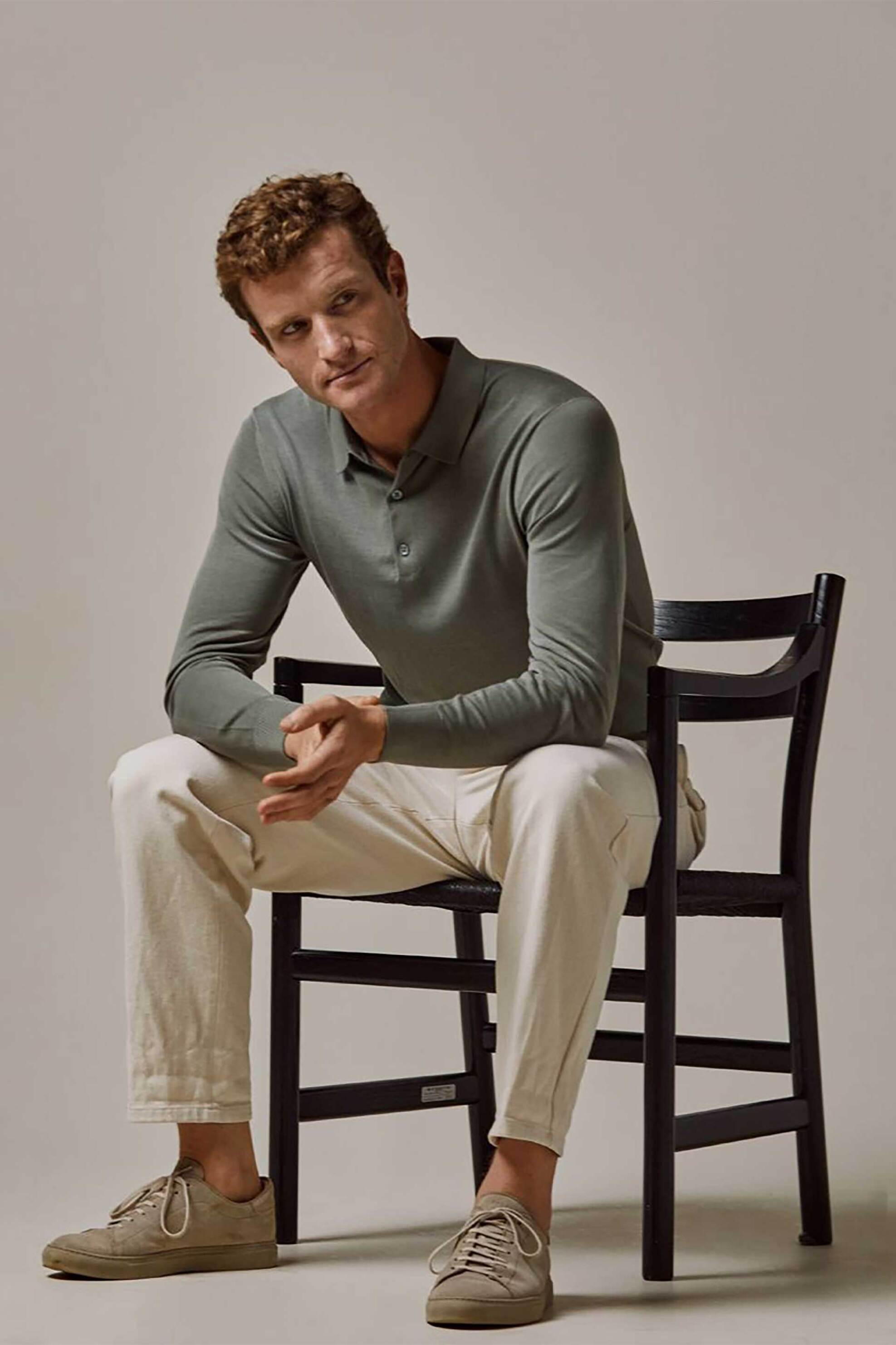 PROFUOMO Profuomo ανδρική πόλο μπλούζα μονόχρωμη Normal Fit - PPVJ10009A Χακί