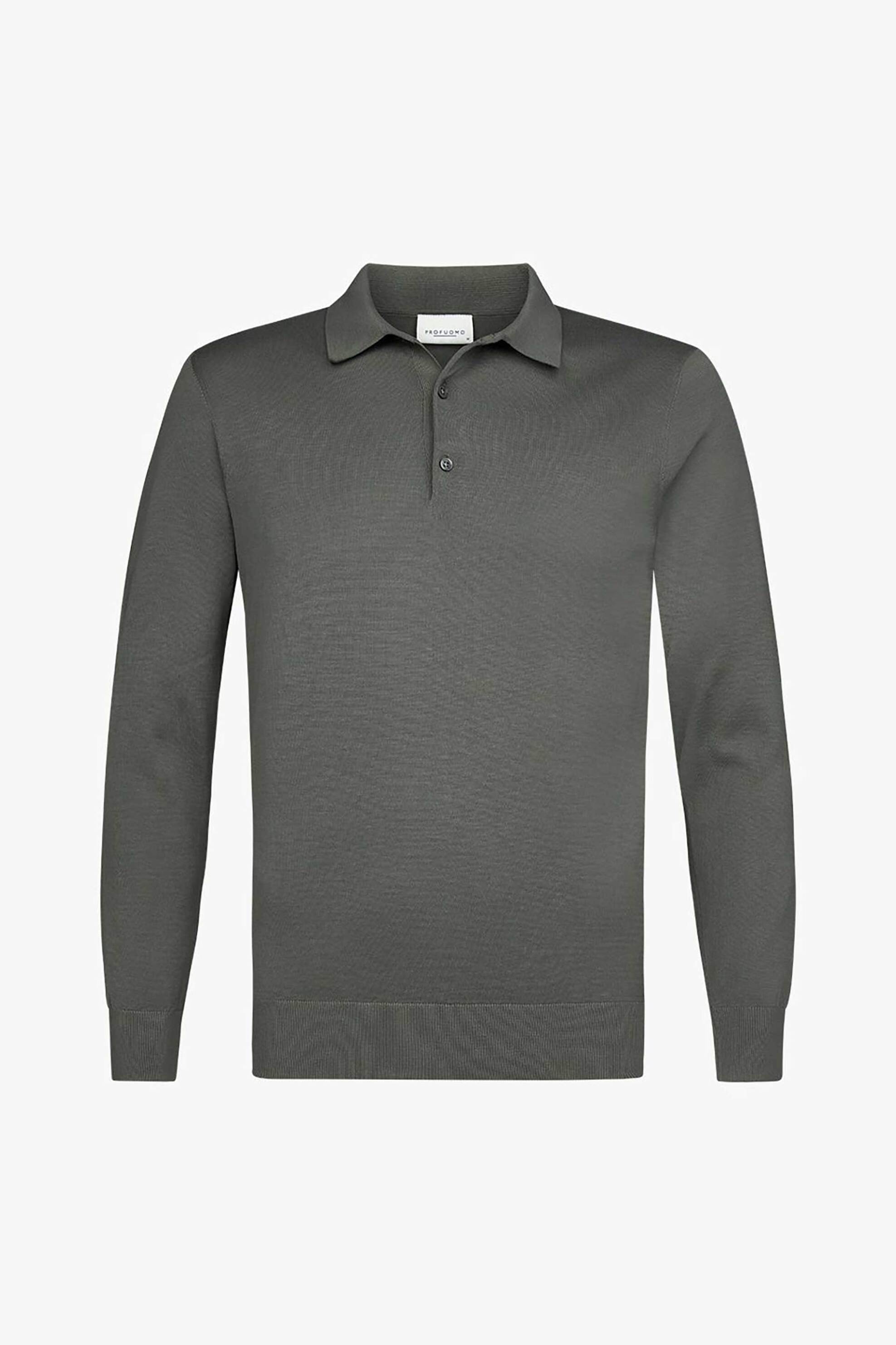 Profuomo ανδρική πόλο μπλούζα μονόχρωμη Normal Fit - PPVJ10009A Χακί φωτογραφία