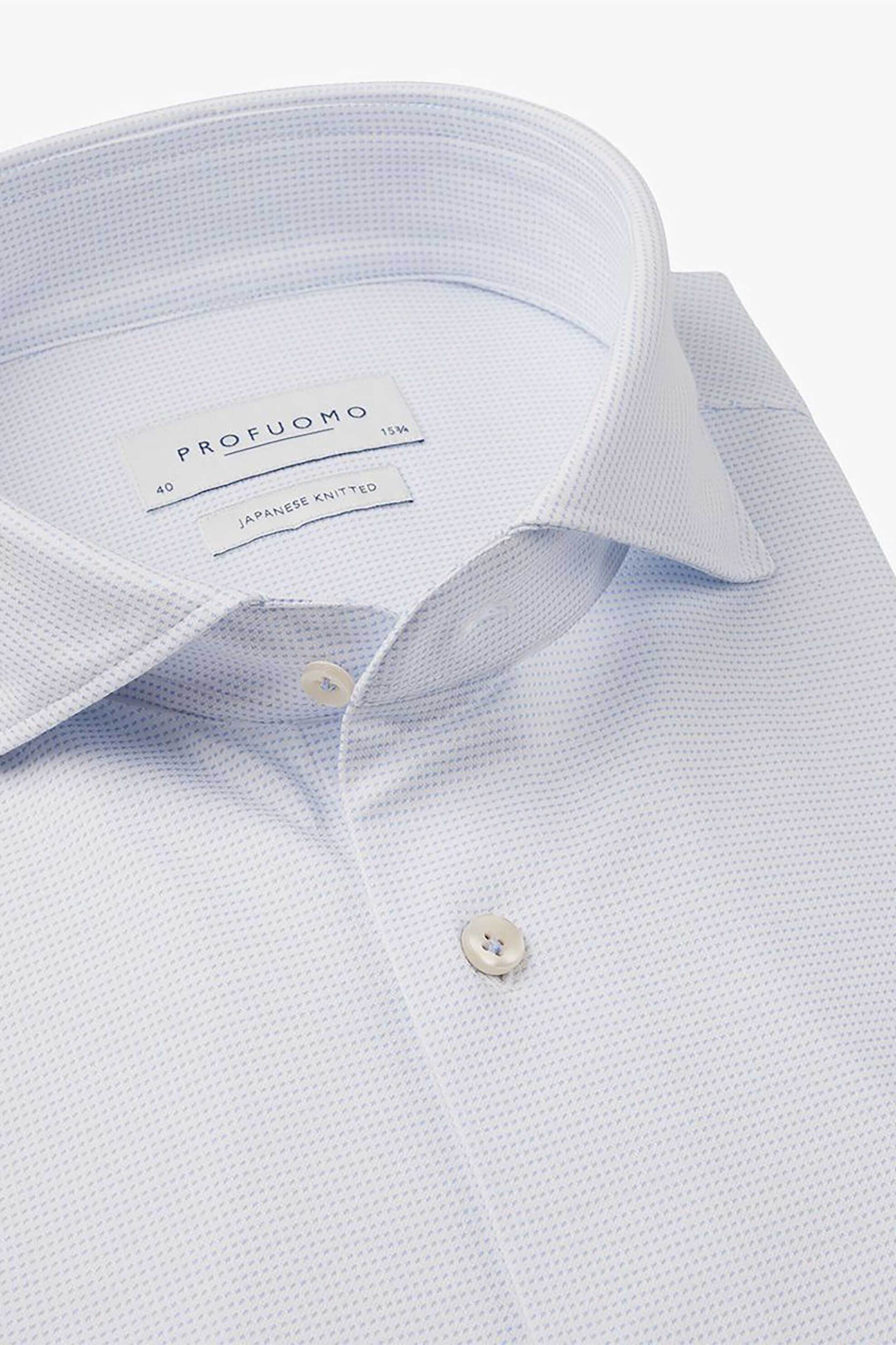 Profuomo Ανδρικό Μονόχρωμο Πουκάμισο Japanese Knitted Slim Fit - Ppvh10048A Μπλε Ανοιχτό