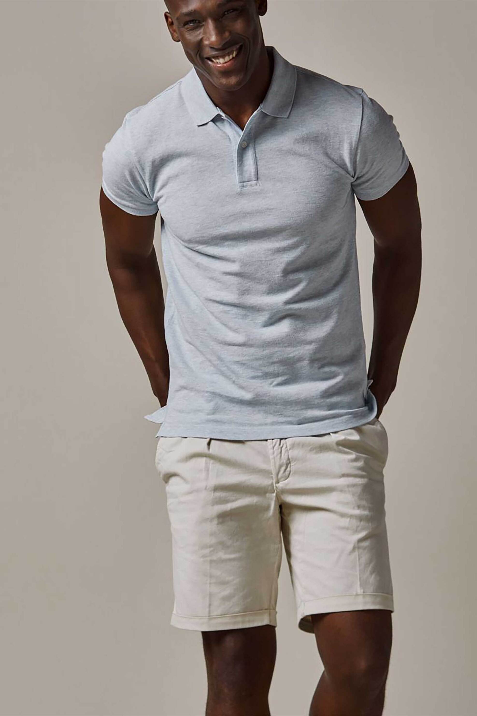 Profuomo ανδρική κοντομάνικη πόλο μπλούζα πικέ Slim Fit - PPVJ10040P Μπλε Ανοιχτό φωτογραφία