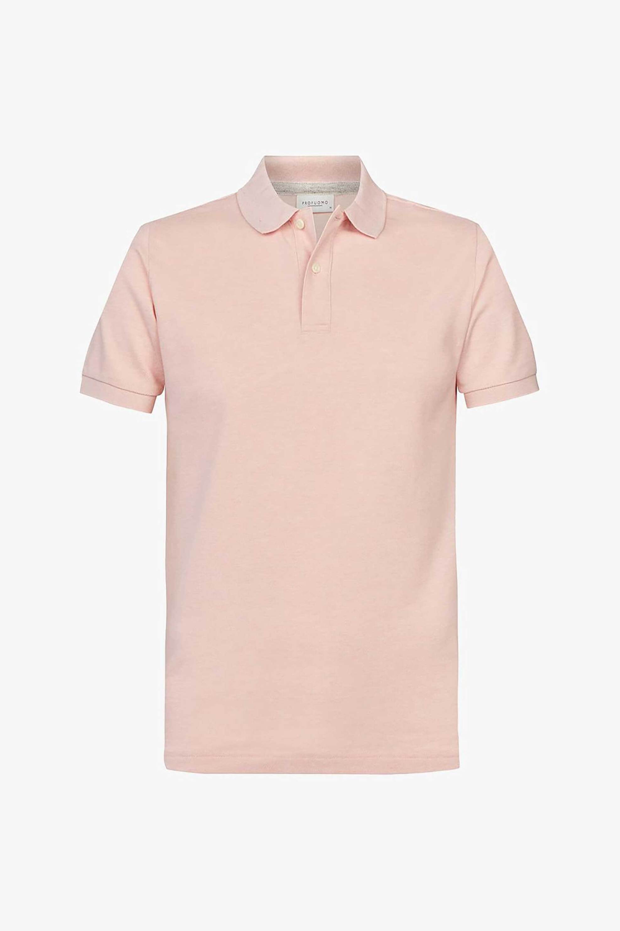 Profuomo Ανδρική Κοντομάνικη Πόλο Μπλούζα Πικέ Slim Fit - Ppvj10040H Ροζ