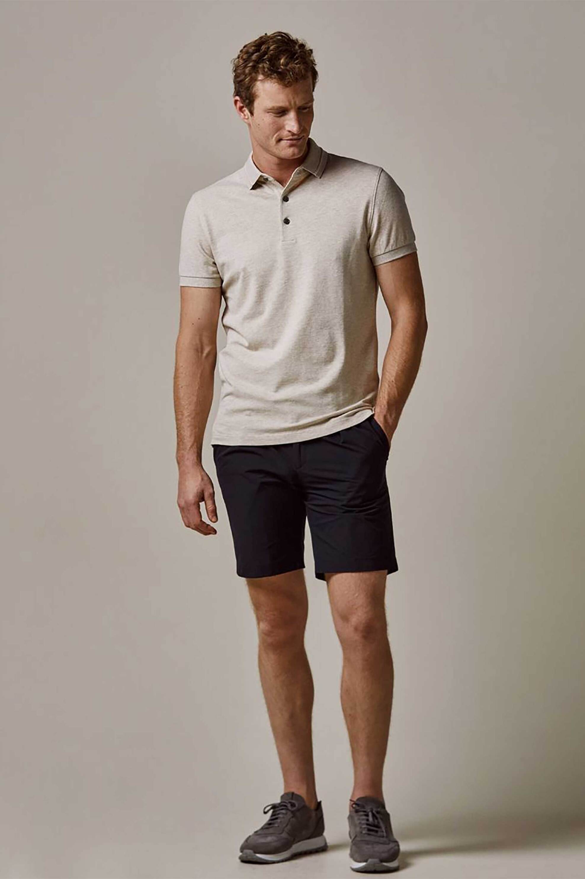 PROFUOMO Profuomo ανδρική κοντομάνικη πόλο μπλούζα stretch Normal Fit - PPVJ10041H Μπεζ