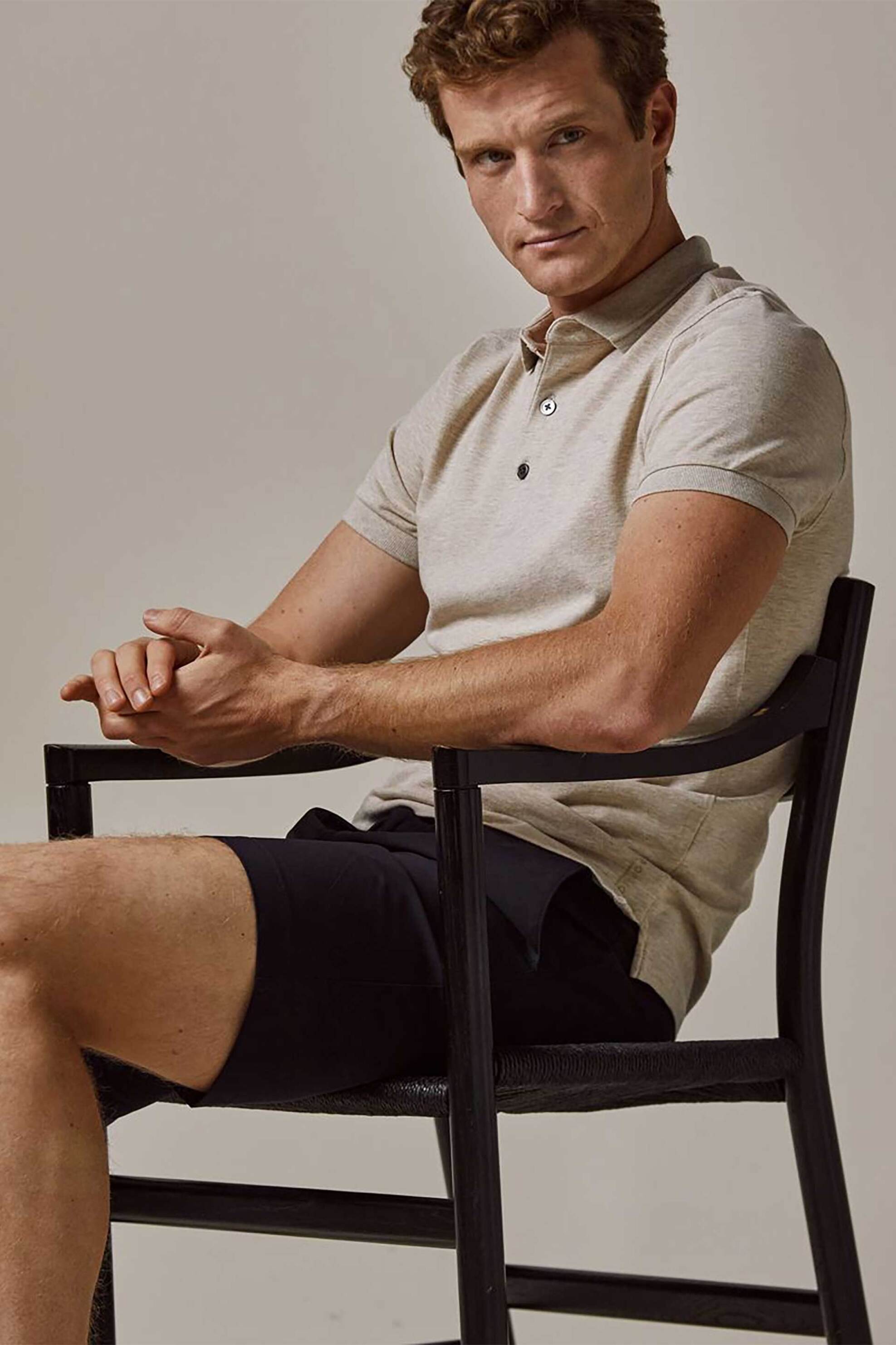 Profuomo ανδρική κοντομάνικη πόλο μπλούζα stretch Normal Fit - PPVJ10041H Μπεζ φωτογραφία