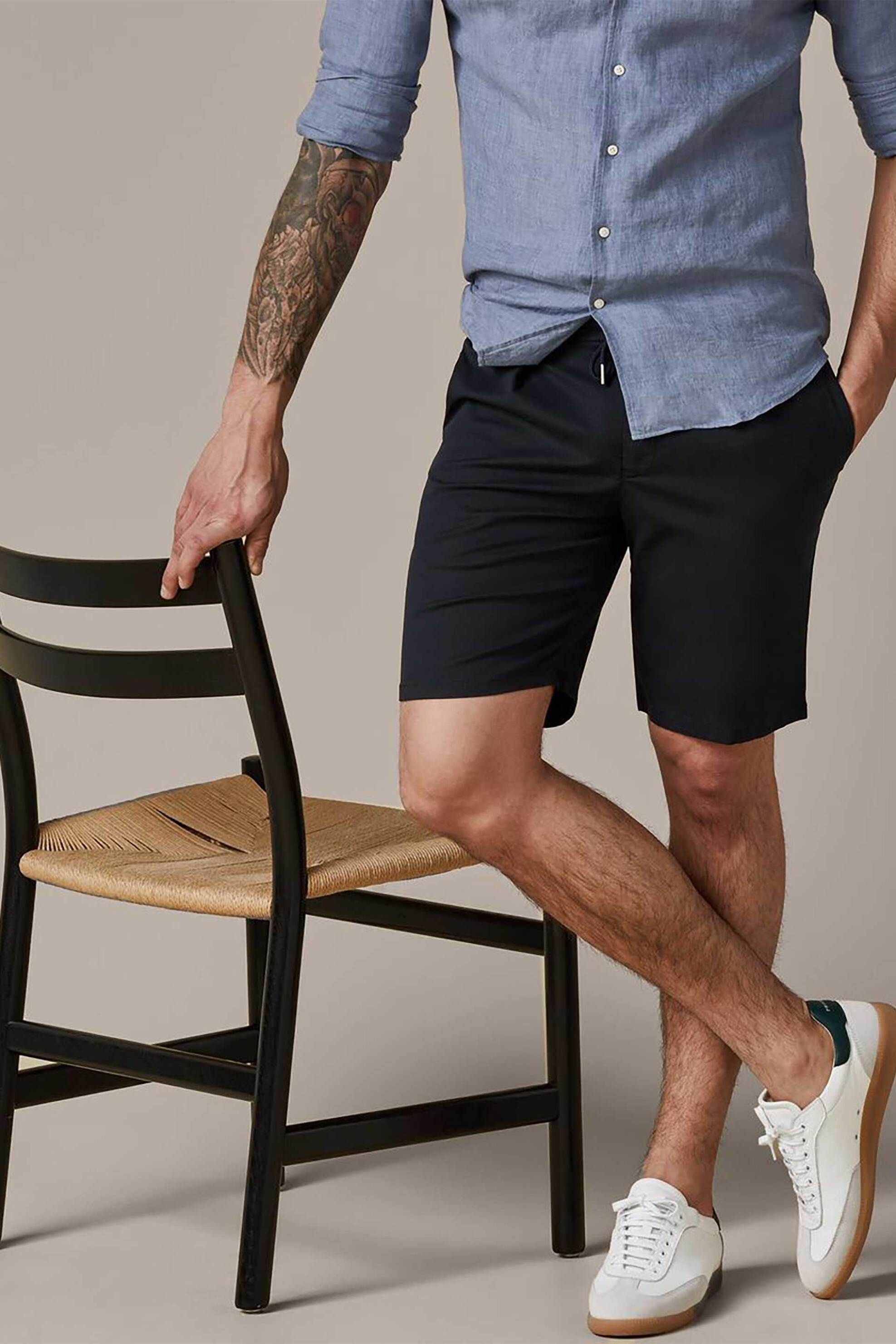 Profuomo ανδρική βερμούδα με ελαστική μέση Slim Fit - PPVQ10028B Σκούρο Μπλε φωτογραφία