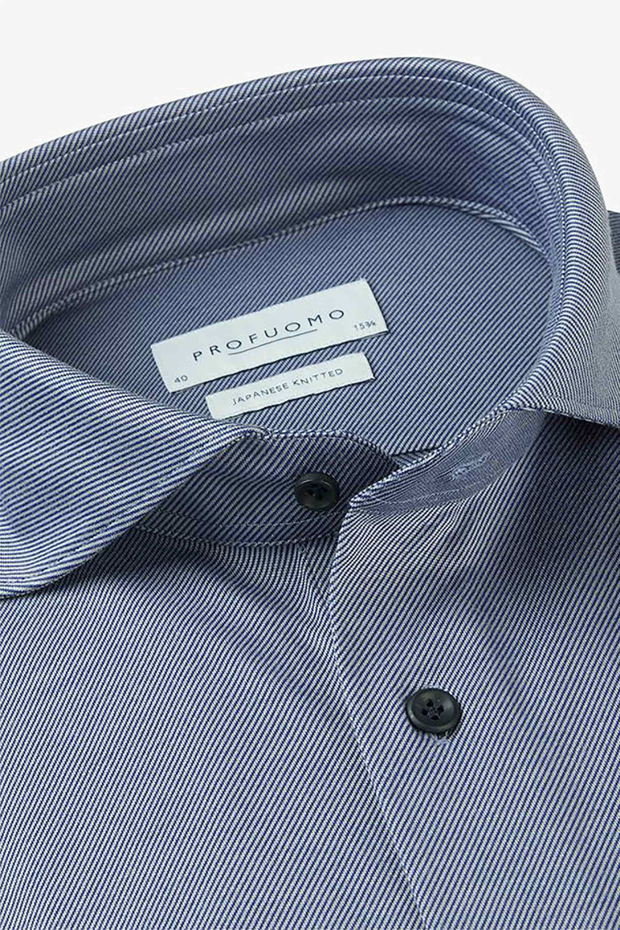 Profuomo Ανδρικό Πουκάμισο με Ψιλό Ριγέ Σχέδιο Twill Japanese Knitted Slim Fit - Ppvh30046B Μπλε