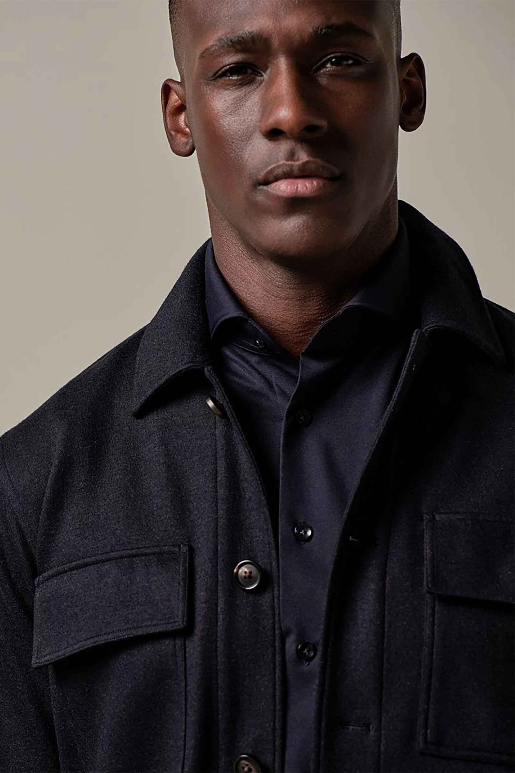 Profuomo ανδρικό πλεκτό overshirt με τσέπες Normal Fit - PPVF30003A Σκούρο Μπλε φωτογραφία