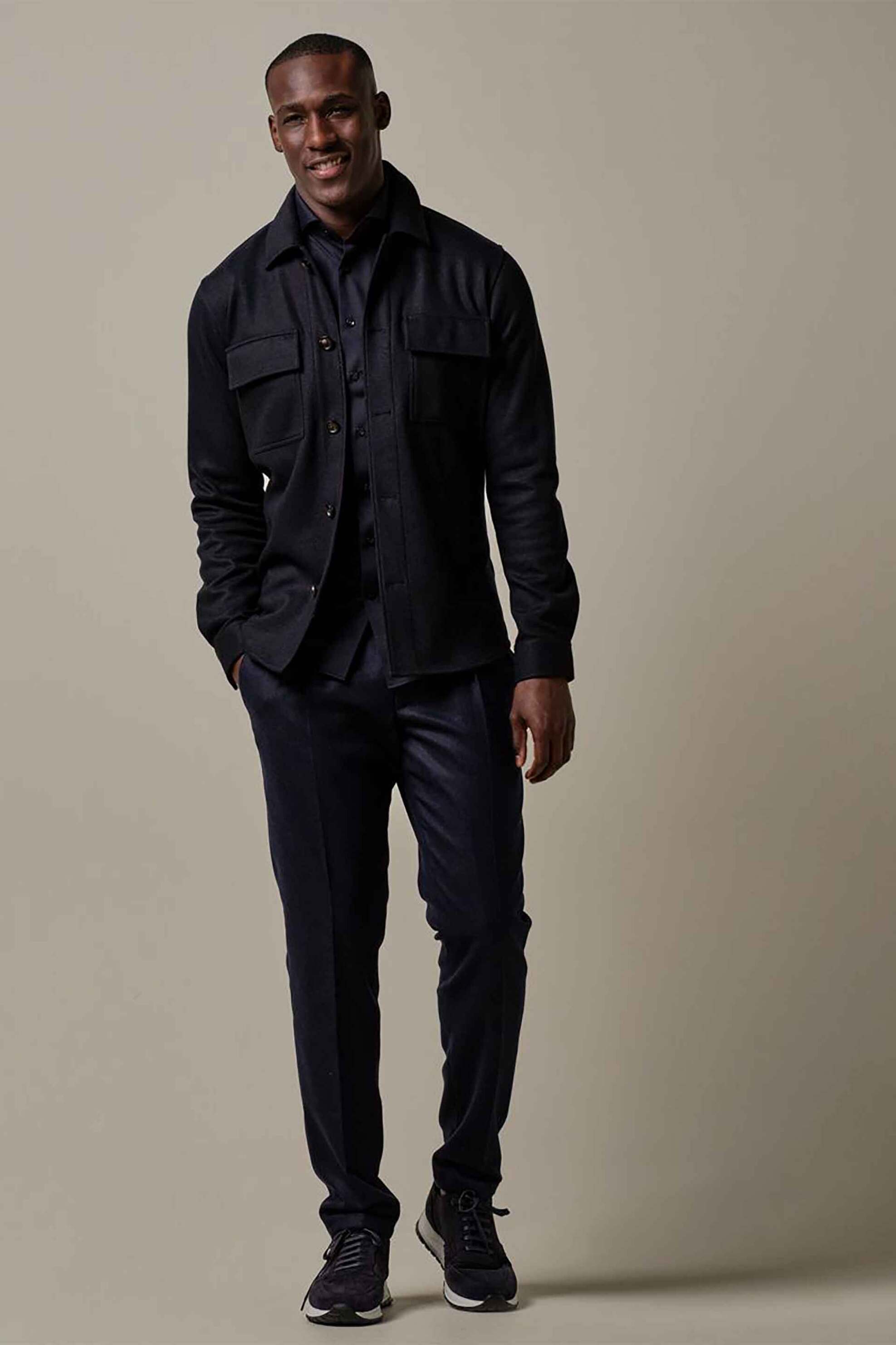 Profuomo ανδρικό πλεκτό overshirt με τσέπες Normal Fit - PPVF30003A Σκούρο Μπλε φωτογραφία