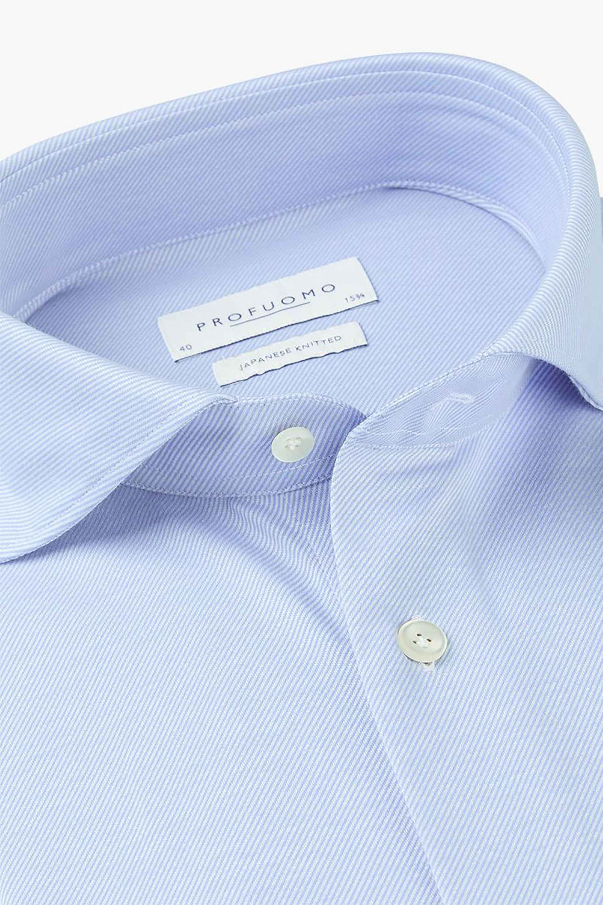 Profuomo ανδρικό πουκάμισο Twill Japanese knitted Slim Fit - PPVH30046A Μπλε Ανοιχτό φωτογραφία